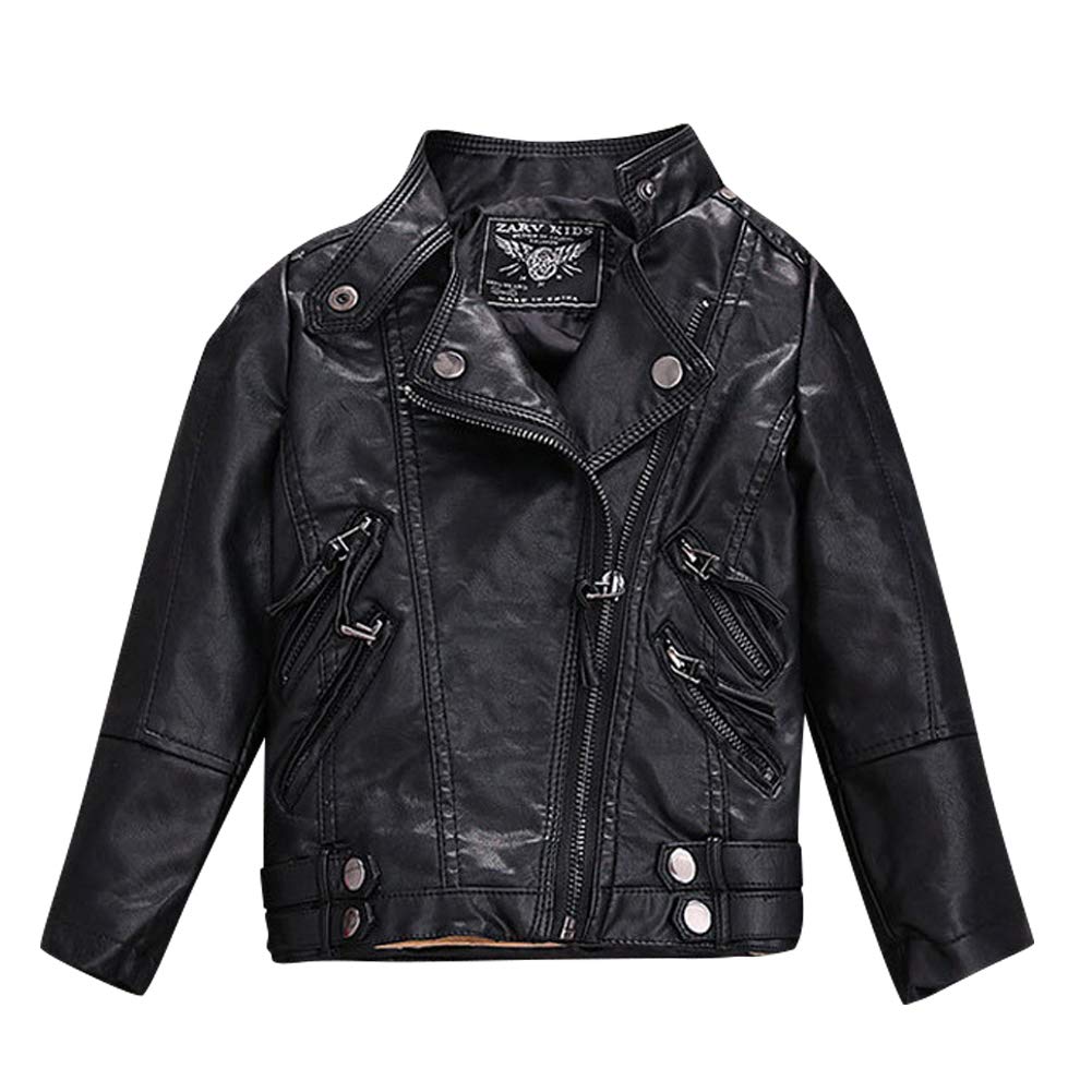 Jungen Mädchen Kunst Lederjacke Kragen Motorrad Leder Mantel Kinder Biker Style Leder Jacke