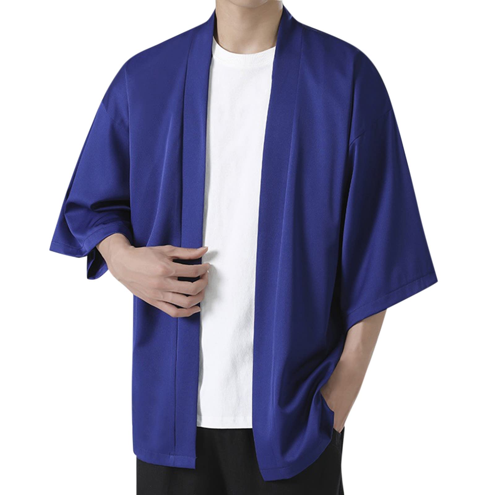 Duohropke Camiseta, Japonés Verano Hombres Japón Happi Kimono Haori Cardigan Primavera-Verano Chaqueta
