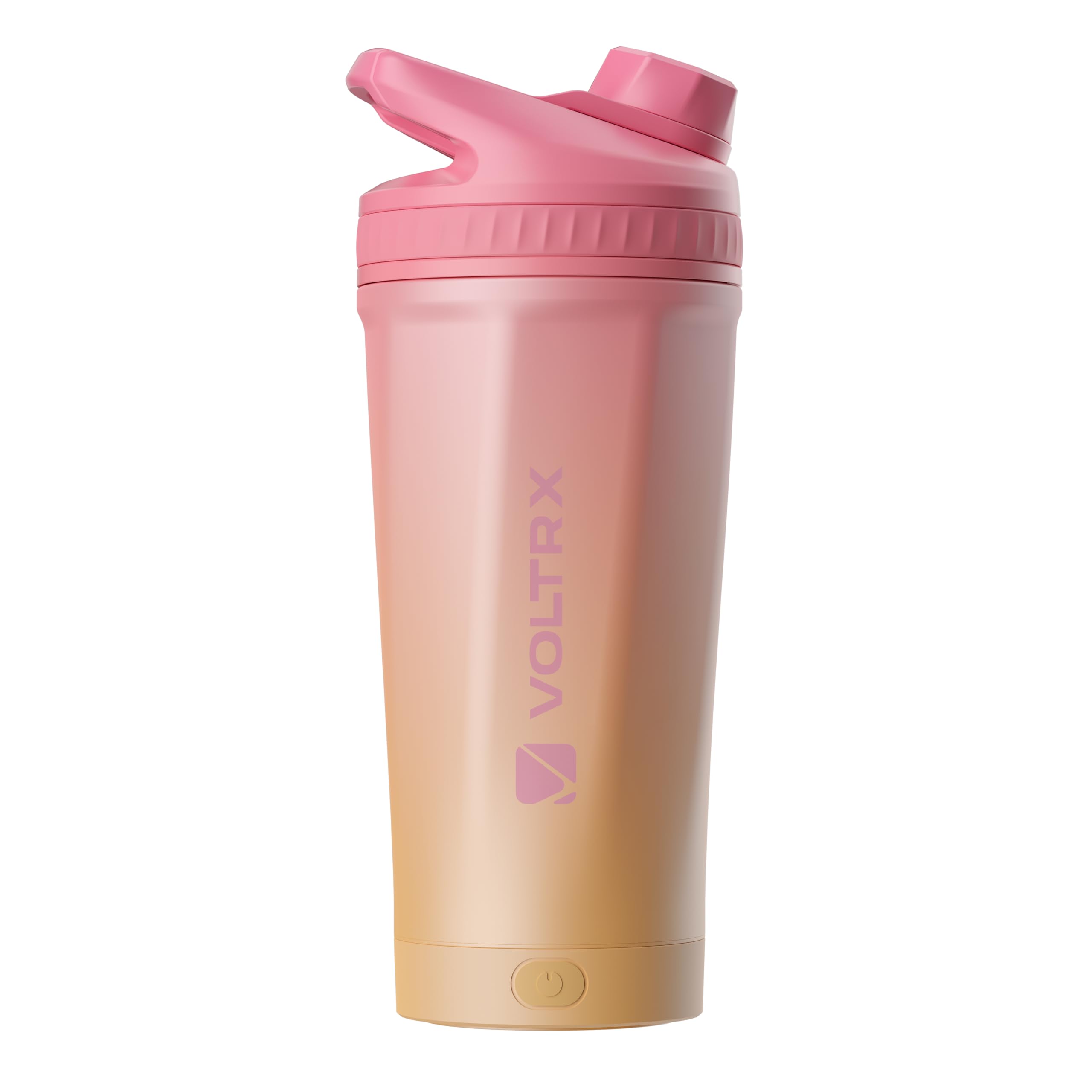 VOLTRX ChillMix Shaker Bottle Insulated Stainless Steel - USB C Rechargeable Electric Protein Shake Mixer, Shaker Cups for Protein Shakes and Meal Replacement, Sunset Rose, 16 oz