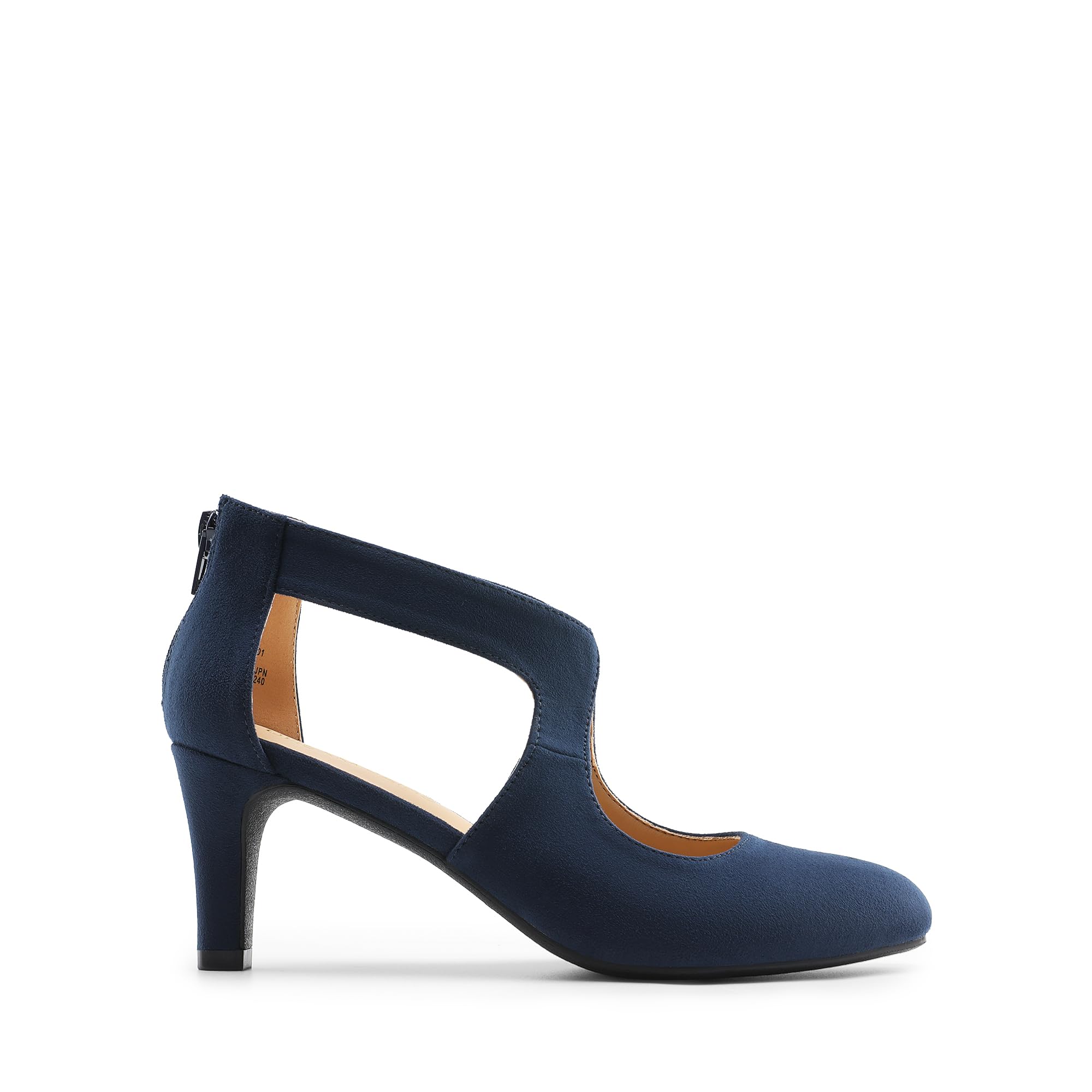 Dream Pairs, scarpe da donna con punta chiusa, tacco basso kitten heel, eleganti per abiti da festa e da sposa, Blu marino, 40 EU