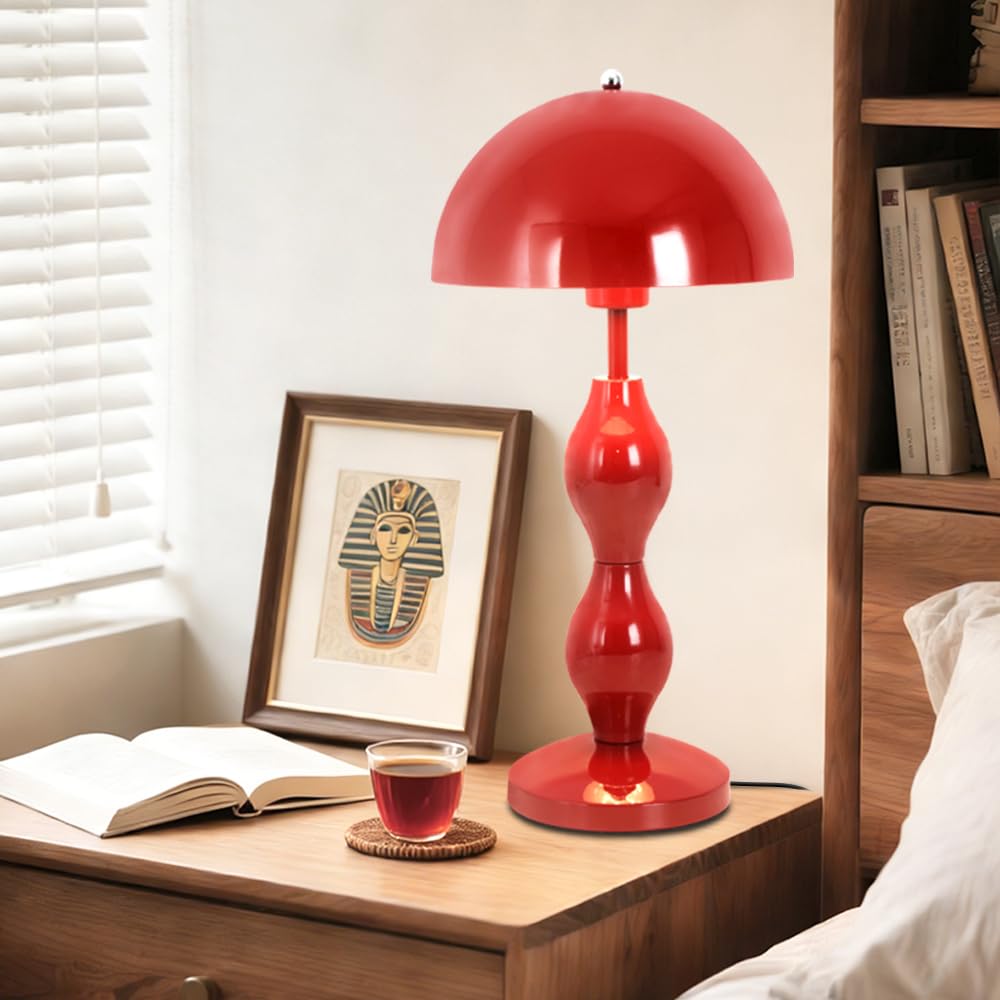 Pilz Lampe Rote,Pilz Tischlampe,Nachttischlampe E27 | Schreibtischlampe Retro,Für Kinderzimmer,Schlafzimmer,Büro,Tastenschalter,Lesestischlampe,Mushroom Lamp