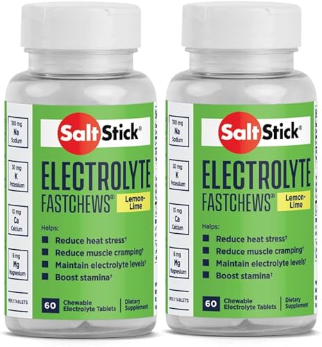 SaltStick Fastchews 60 unidades de reemplazo de electrolitos Zesty Lemon Lime Paquete de 2 (120 tabletas en total)