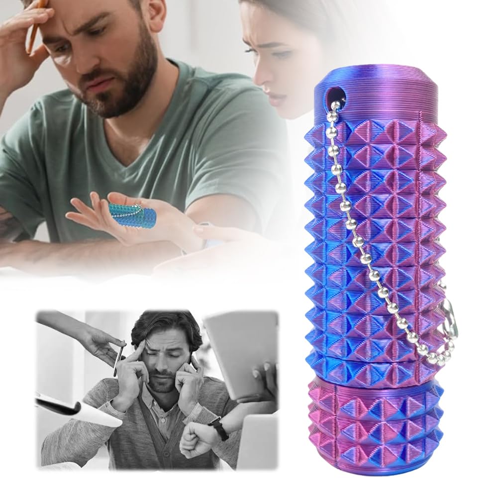 Spiky Grippie Stim Keychain, Anxiety Relief Pain Stim Bumpy Fidget Keychain, Stress, ADHD, Venting Key Pendant - Image 3