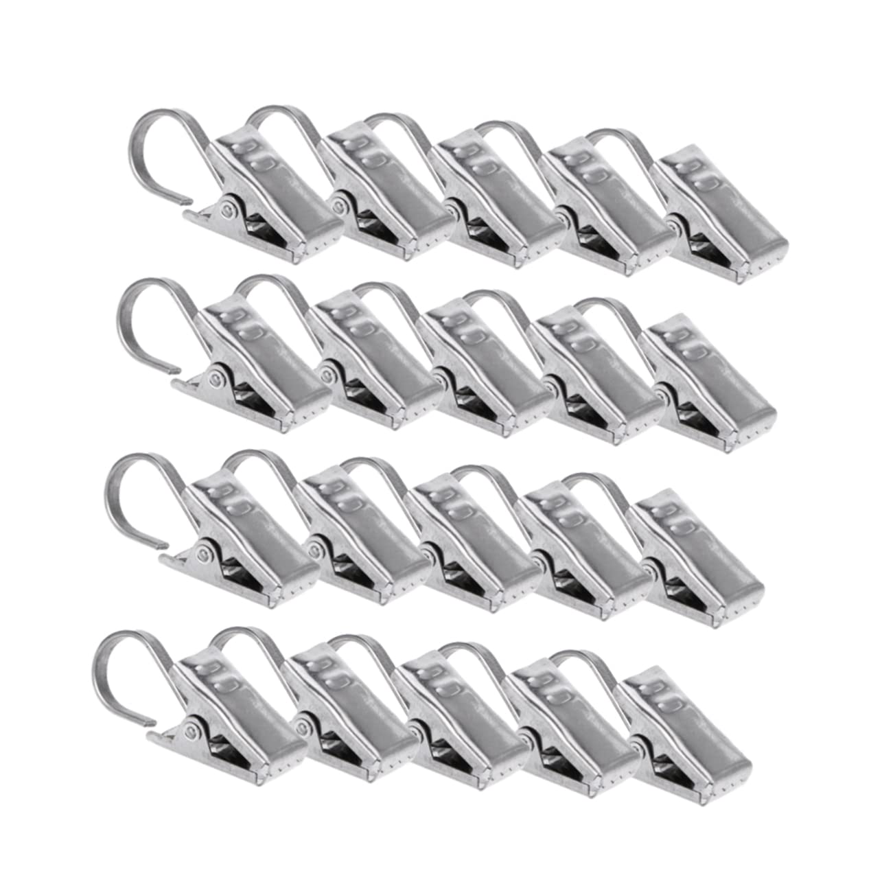 Ciieeo 20PCS Satin Nickel Curtain Clips with Hook Rustproof Drapery Ring for Secure Hanging Curtain Rods for Home Office Clinics and Schools