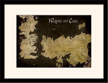 Game of Thrones MP11393P-PL Westeros and Essos Antique Map 30x40 cm Mounted & Framed