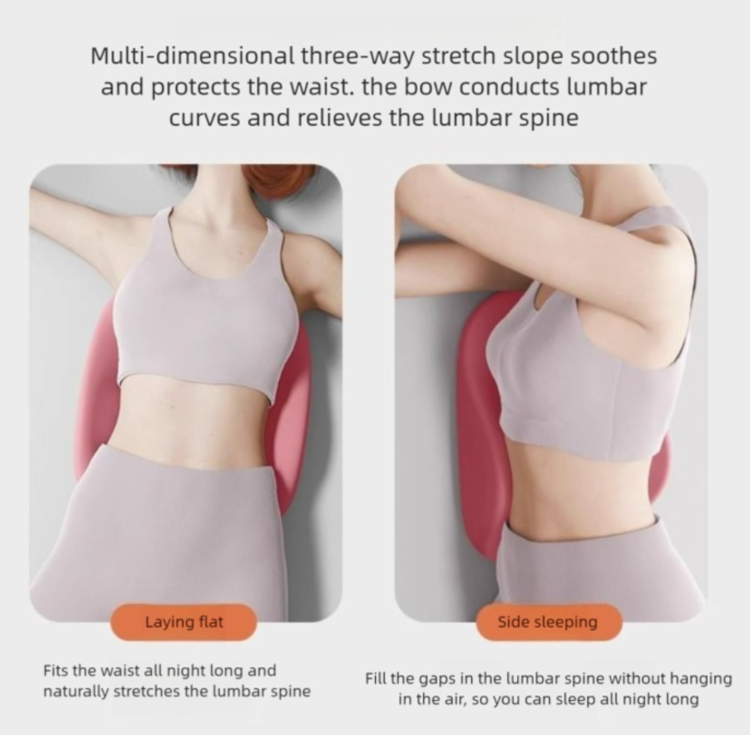 Almohada de apoyo lumbar para cama: cojín para aliviar el dolor de espalda baja para dormir, almohada ergonómica para dormir boca abajo, almohadilla lumbar de espuma viscoelástica para coche, sofá y