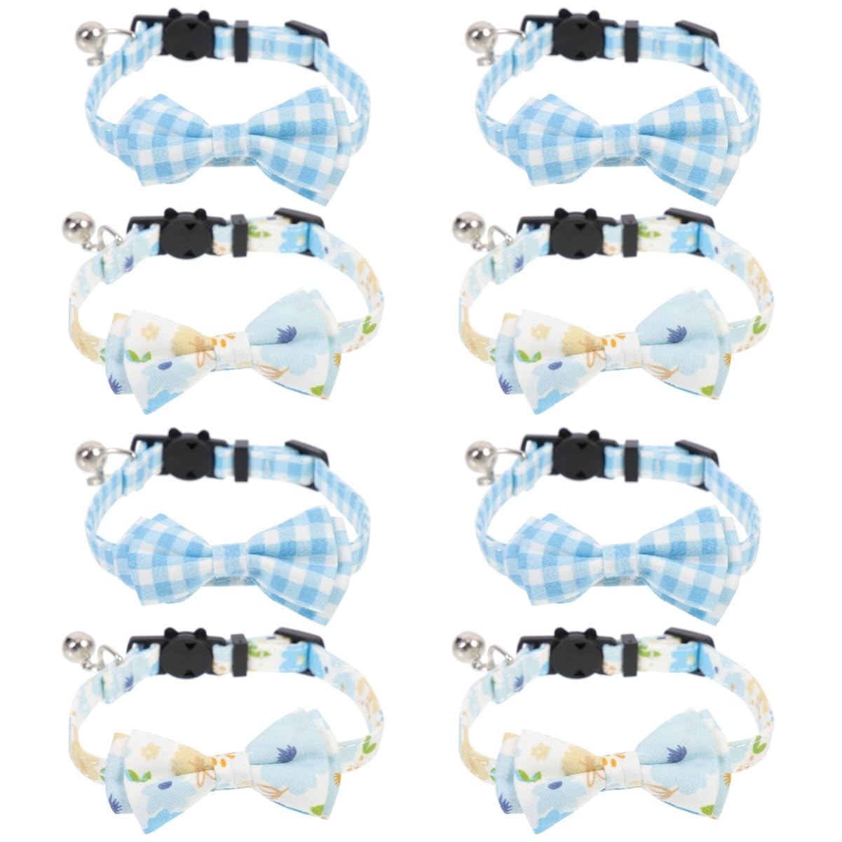 FRCOLOR 8pezzi Collari Decorativi Per Gatti e Cuccioli Collari Regolabili e Resistenti Per Cani e Gatti Accessori Eleganti Con Fibbia Di Sicurezza e Campanellino Per Feste e Occasioni