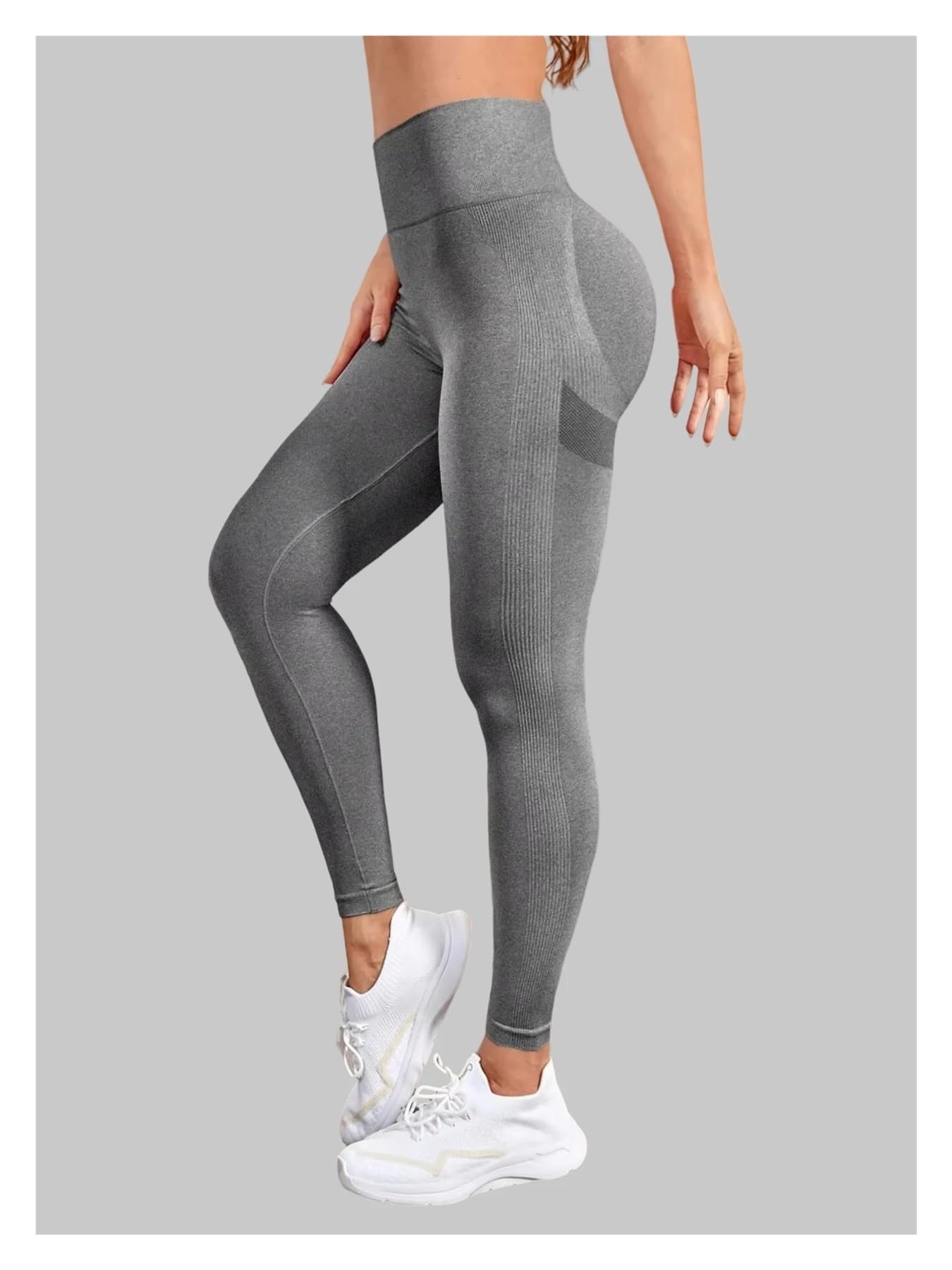 Leggings da donna senza cuciture in maglia Collant elastici in vita Palestra Allenamento Corsa Pantaloni sportivi Fitness Pantaloni da yoga for sollevamento dell'anca(Pink,S (for 50-57.5 kg))