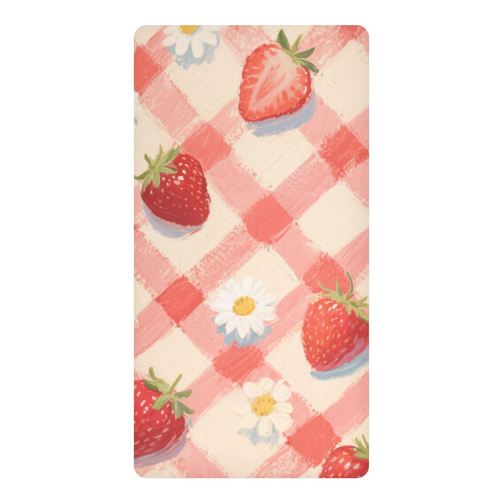 Drap-housse imperméable lit bébé pour chambre décoration fraises rouge