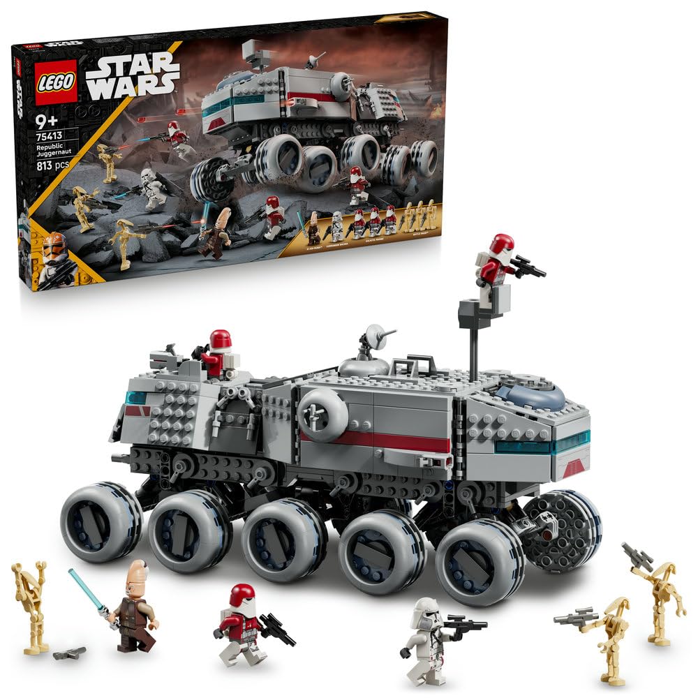 LEGO Star Wars Czołg Republiki Juggernaut 75413 | Model czołgu, zabawka dla 9-latka, prezent Star Wars dla dzieci, klocki dla chłopca i dziewczynki, 813 elementów