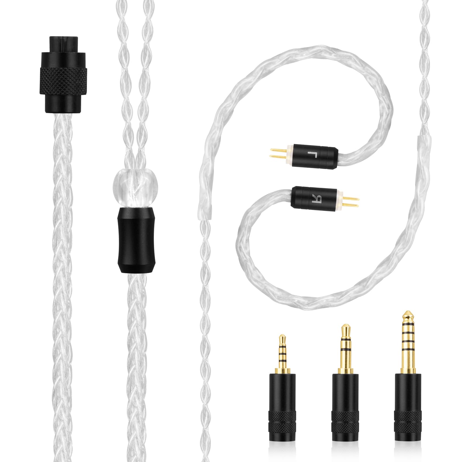Cavo IEM compatibile con Linsoul 7Hz x Crinacle Zero:2, Salnotes Zero, Kiwi Ears Orchestra Lite, Cadenza, Quartet, Astral, Hype4, Supermix4, Kiwi Ears Terras IEM cavo con spina da 2,5 mm/3,5 mm/4,4 mm