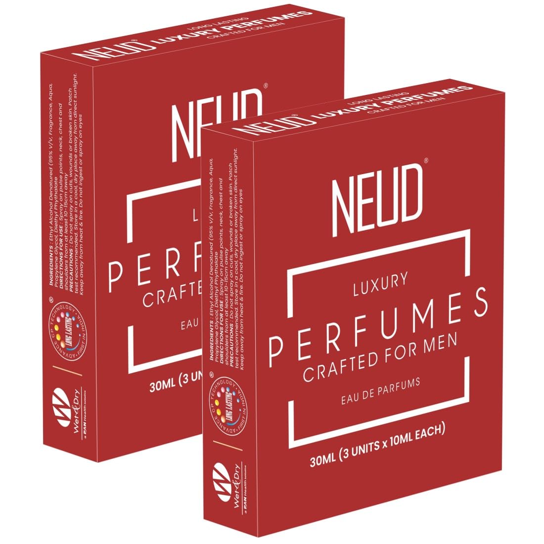 NEUD Luxury Perfume Gift Set for Men - Long Lasting Eau de Parfum, Citrus, Lavender, Cedarwood Fragrance – 2 Packs (3 x 10ml Vials)