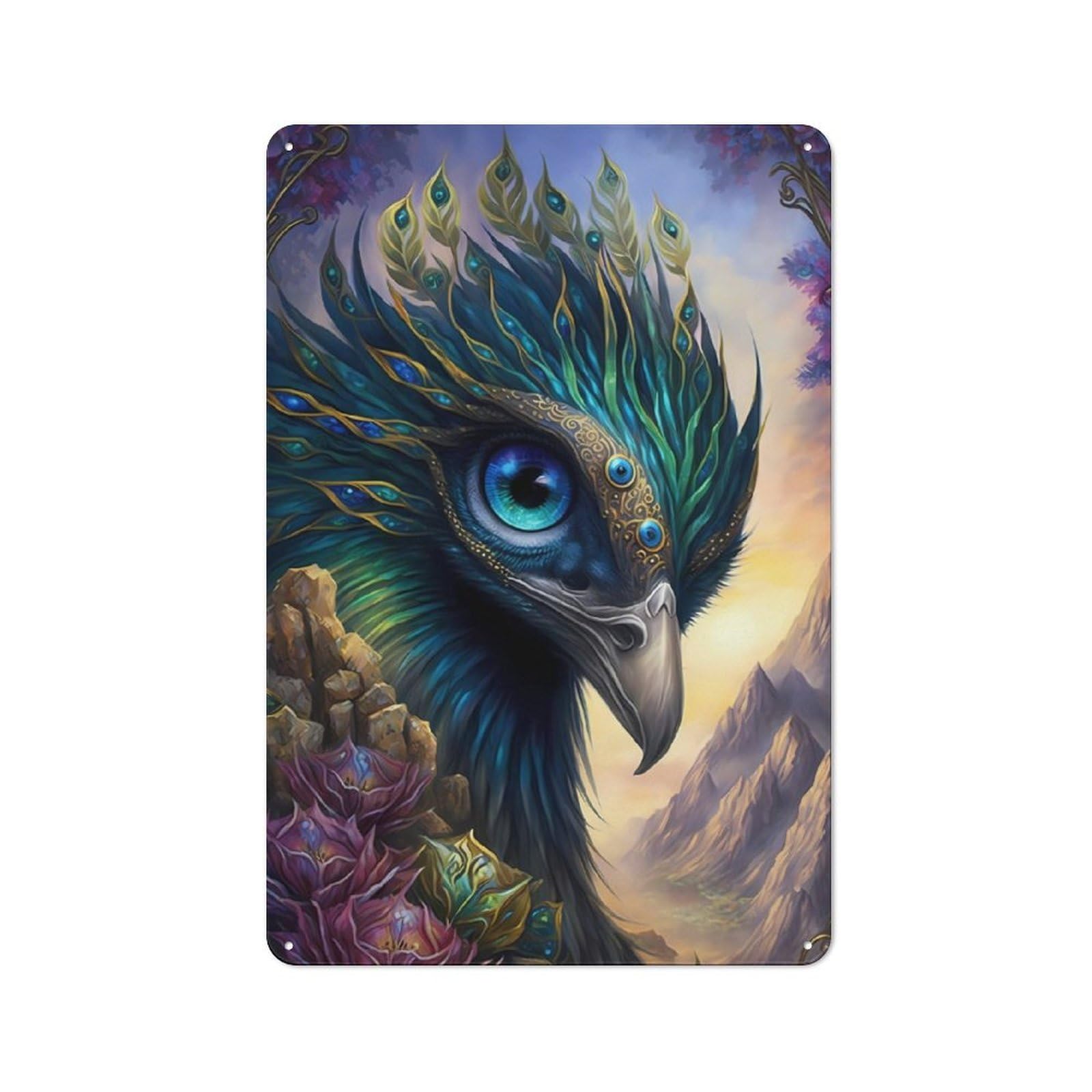 Junmoney Peacock Fantasy Fiction Metal Sign 30X20cm With For Hallway Wall, Vintage Decor, For Garage, Workshop And Man Cave Decoration