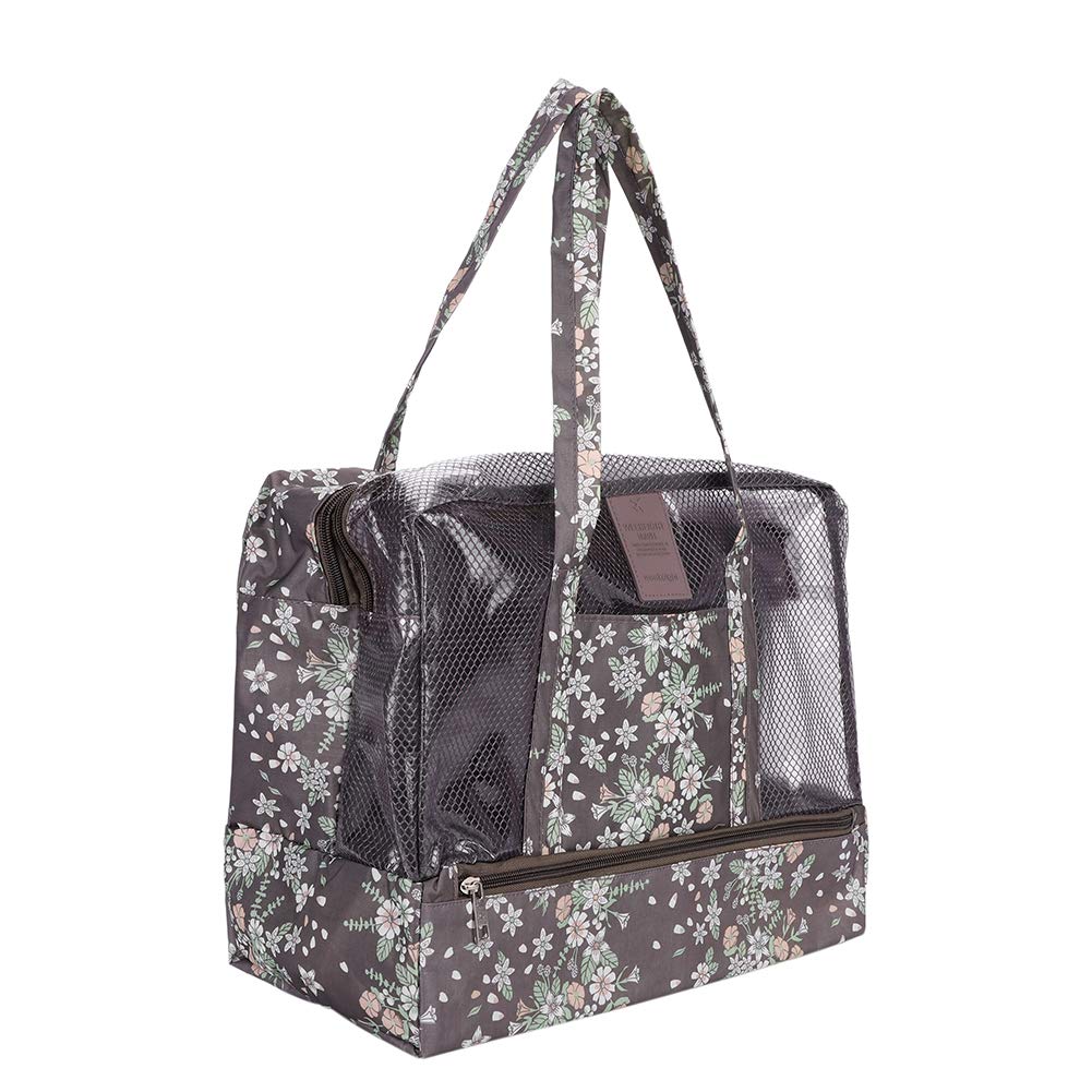 IBLUELOVER Mesh Beach Bag Tote Waterproof Swim Bag Dry and Wet Separated Picnic Bag Outdoor Grocery Organizer Sand Toy Storage Bag for Women Girls Picnic Beach Gym Camping Hiking 36x29x18cm