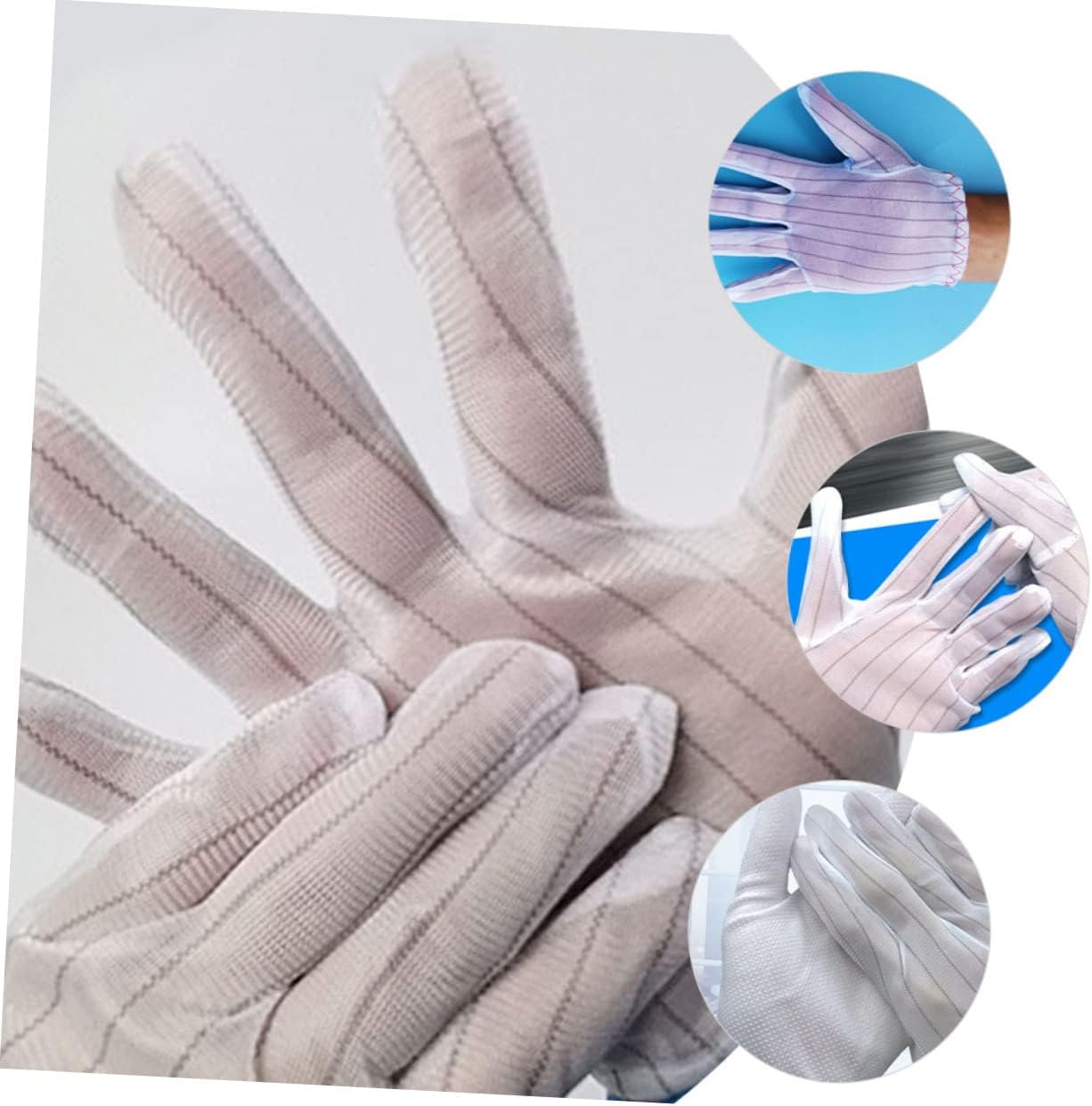 OSALADI Anti-Static Gloves, 10 Pairs, White, Medium, Unisex