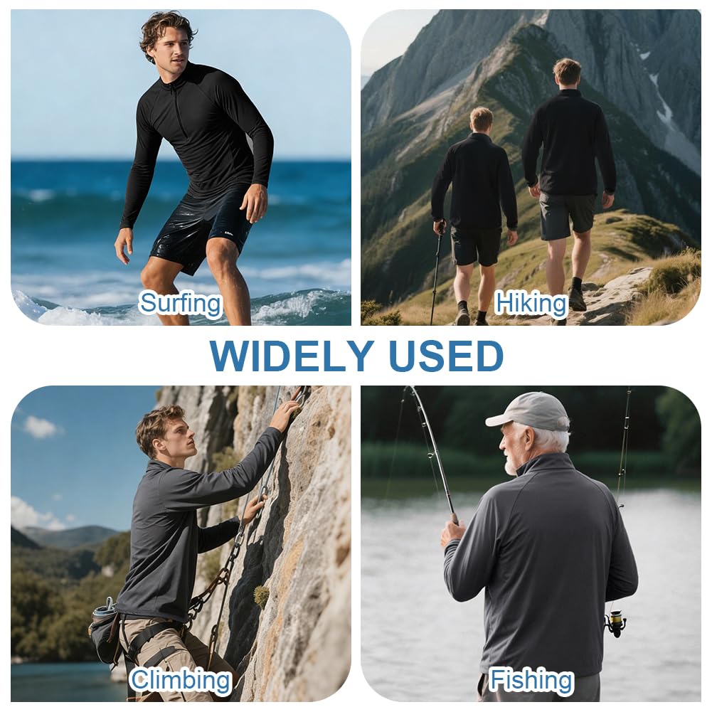 DiULi Camiseta de Manga Larga Hombre, 1/2 Zip Camiseta Deportivas Running con Protección Solar UV, Polo Tops de Ropa Gym, Sudadera Deporte Hombre con Media Cremallera, Camisetas Gimnasio — view 6