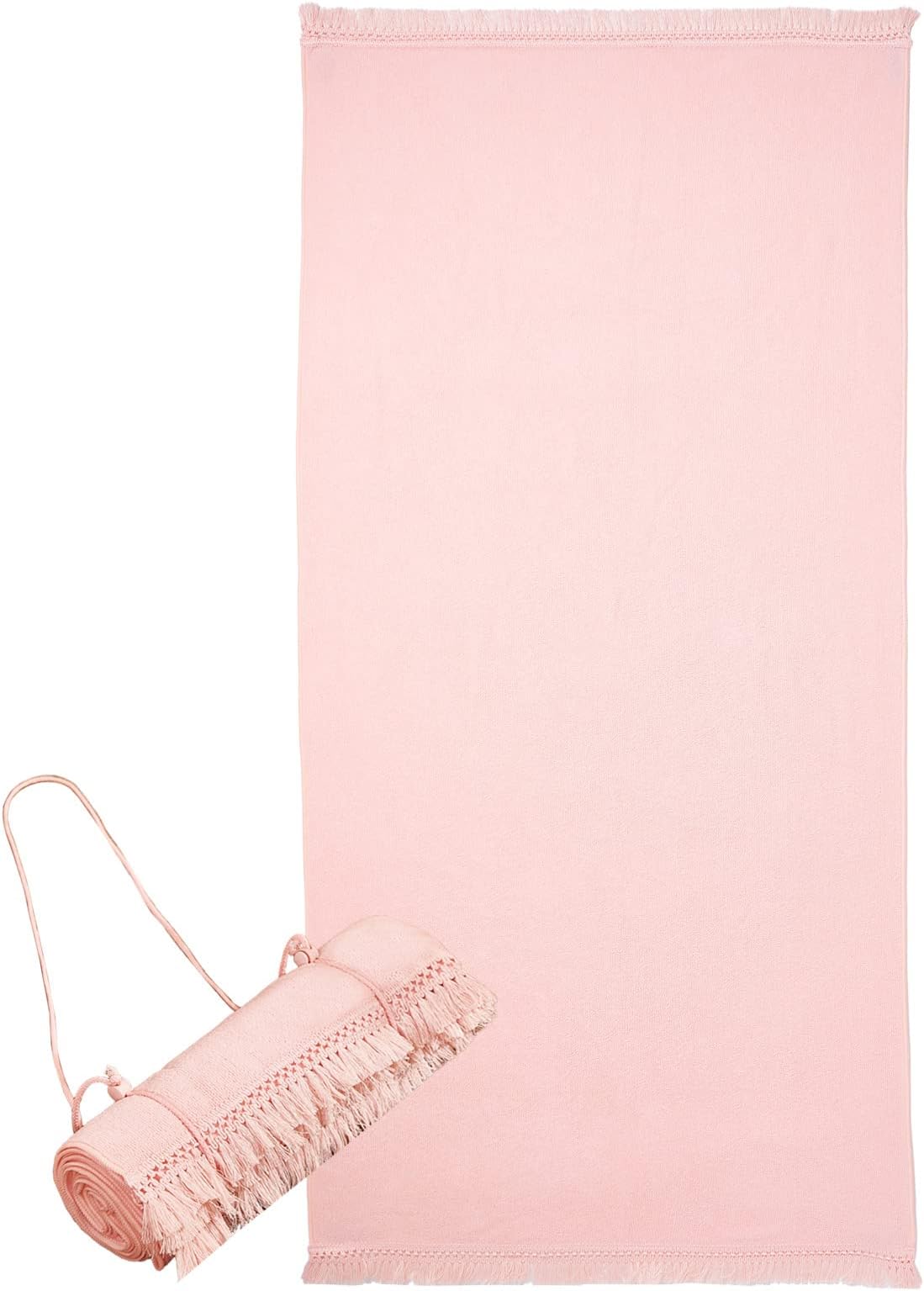 Sienna Large Beach Towels for Adults Microfibre Adjustable Drawstring Absorbent Travel Bag for Gym Camping Towel, 71 x 152cm - Blush Pink