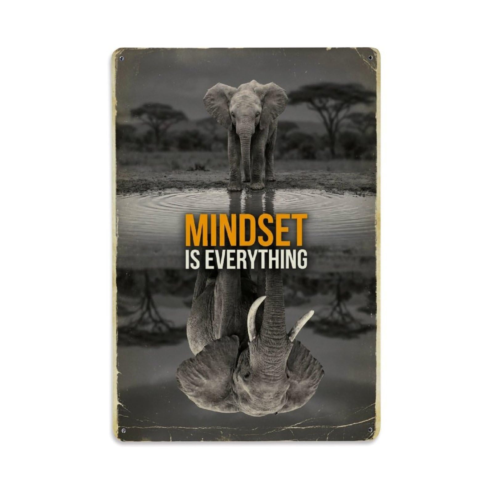 Mindset Is Everything Elephant Motivation Quote Metal Tin Sign