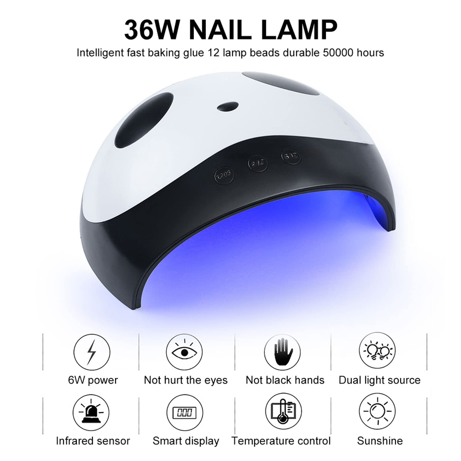 ZYC 36W Nail UV/Lampada a LED Panda Nail Dryer 60S / 90S / 120S Purtroppo rapido AFFRAROD Sensing Lampada per Unghie Lampada per Unghie Manicure Strumento