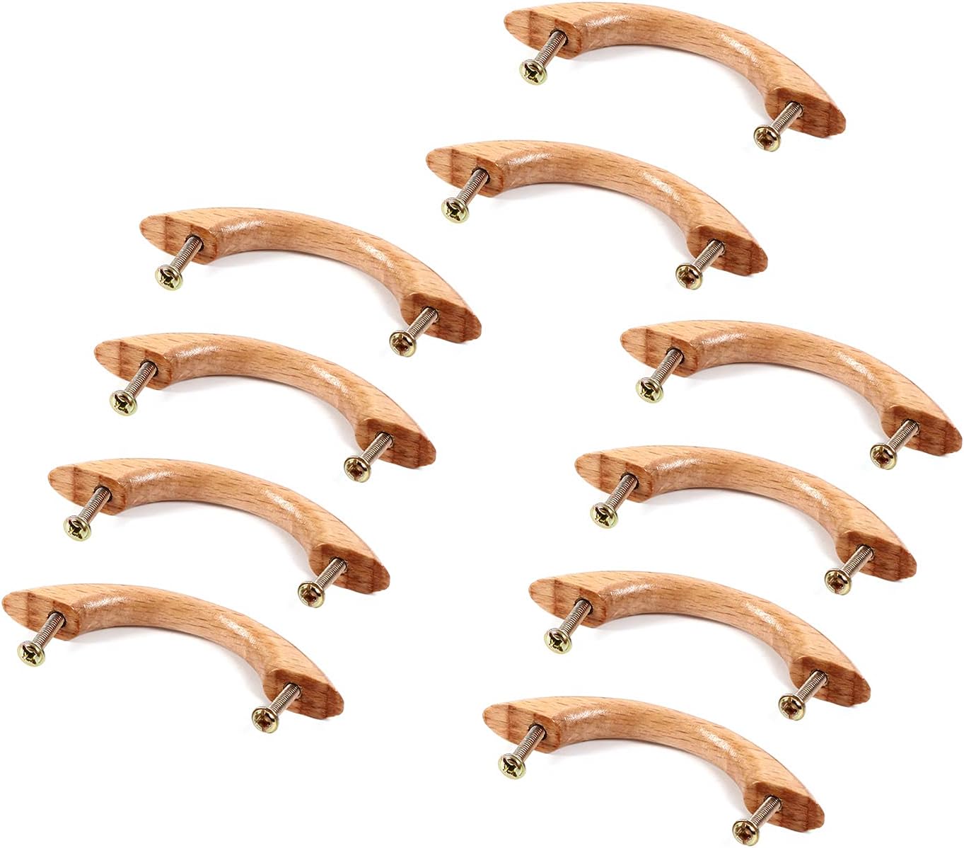 Yinpecly 10 Pcs Knobs Natural Wooden Handle Knobs