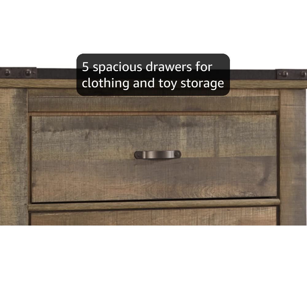 Amazon.com: Signature Design by Ashley Trinell Rustic 5 Drawer Chest of  Drawers with Nailhead Trim, Warm Brown : Home & Kitchen