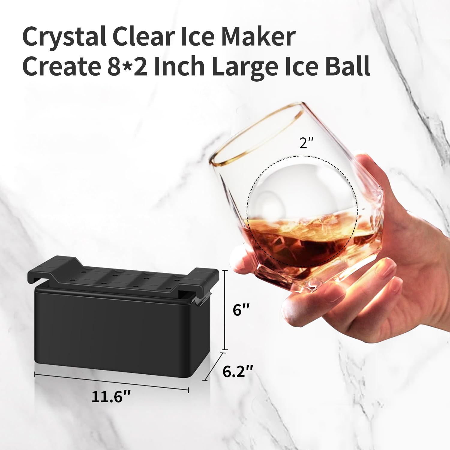 Transparente Eiswürfelbereiter, 8 große Kugeln, klare Eiskugelform für Whiskey, Cocktails, Bourbon, tolles Whisky-Geschenk für Männer