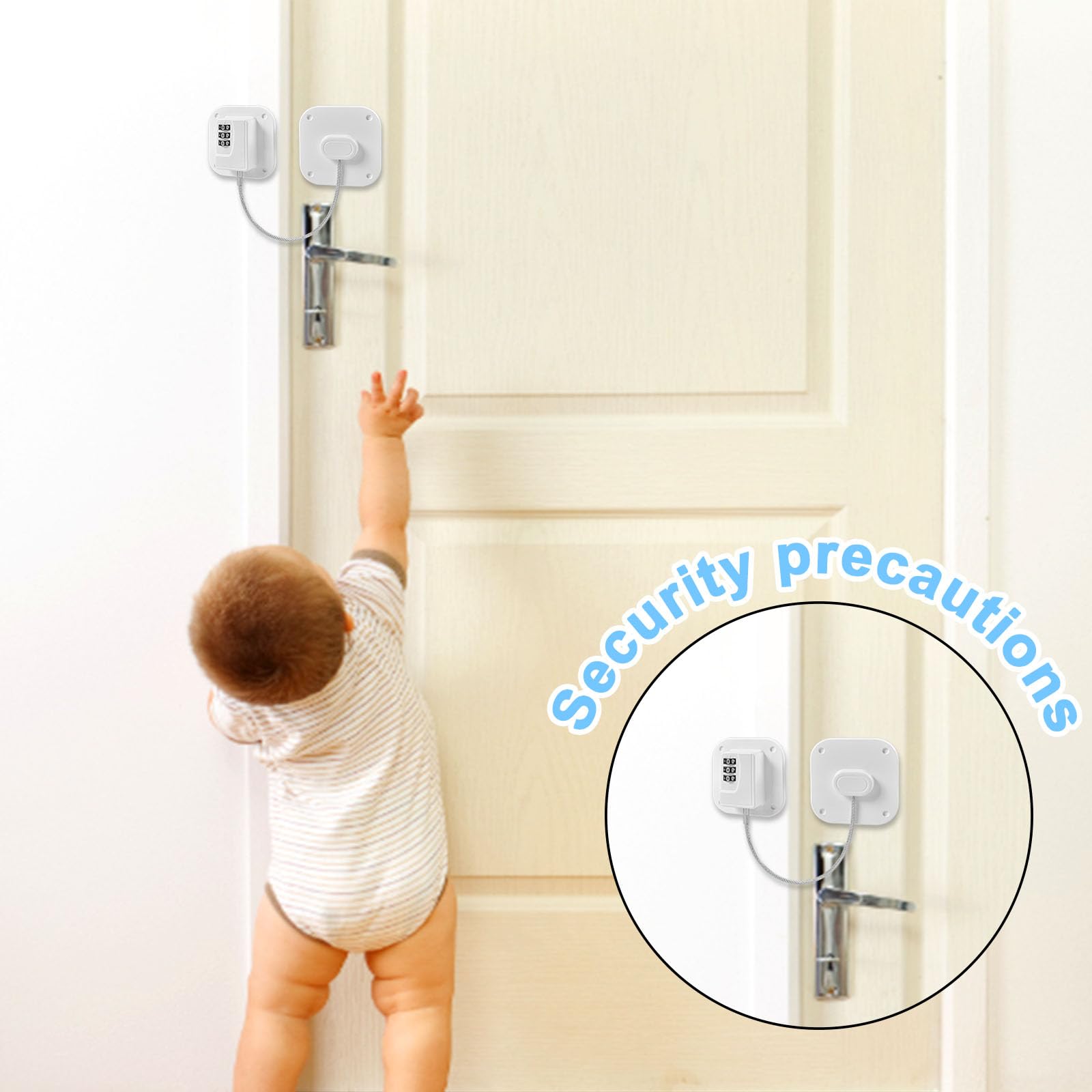 Securite Placard Enfant,Verrou de Réfrigérateur avec Code,Serrures Forte Adhésive Câble de Limitation pour Armoire Tiroir Laveuse Réfrigérateur