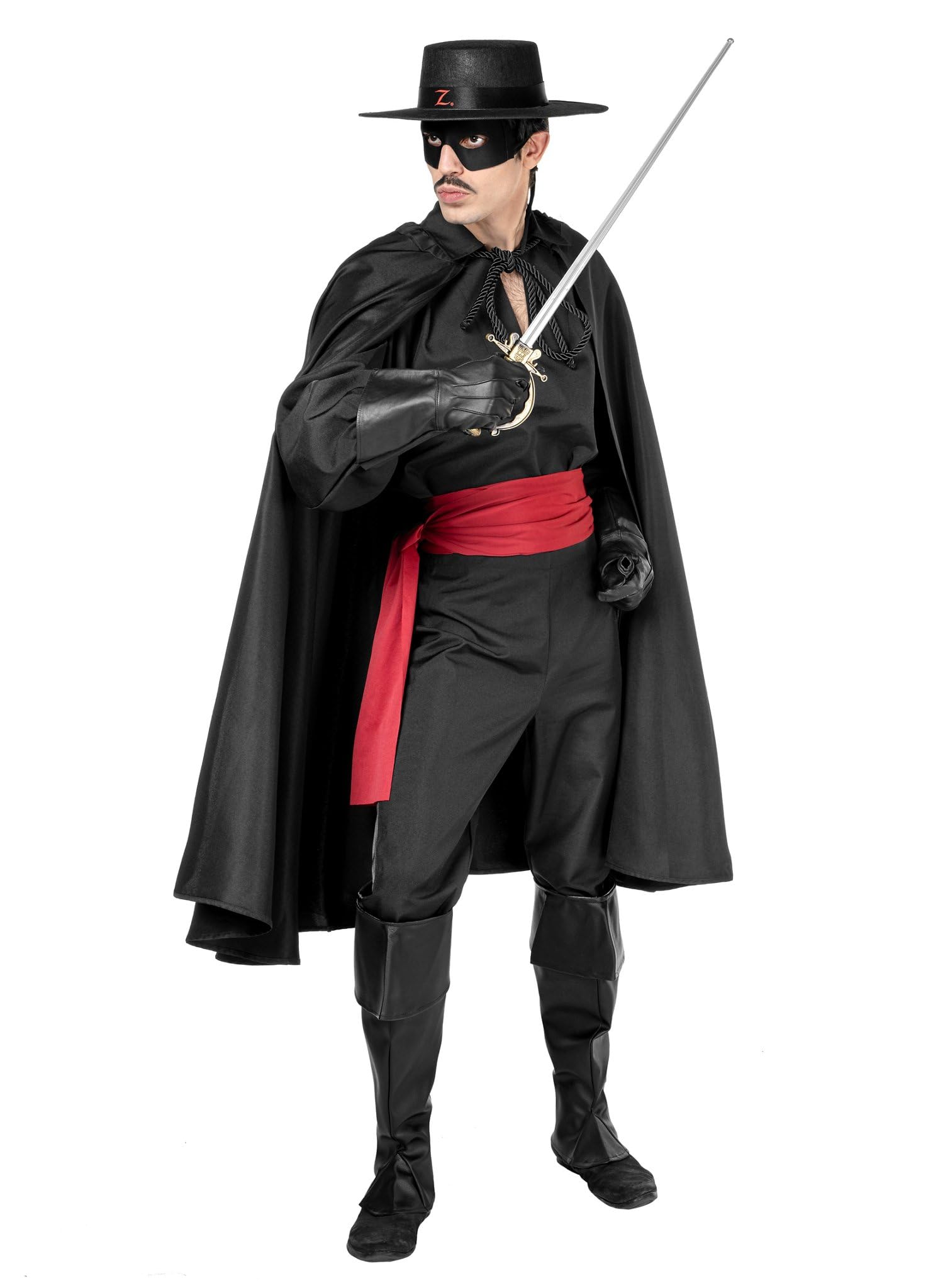 Maskworld Zorro Kostüm - Größe: M - Komplett-Kostüm des schwarzen Rächers für Karneval, Halloween & Motto-Party