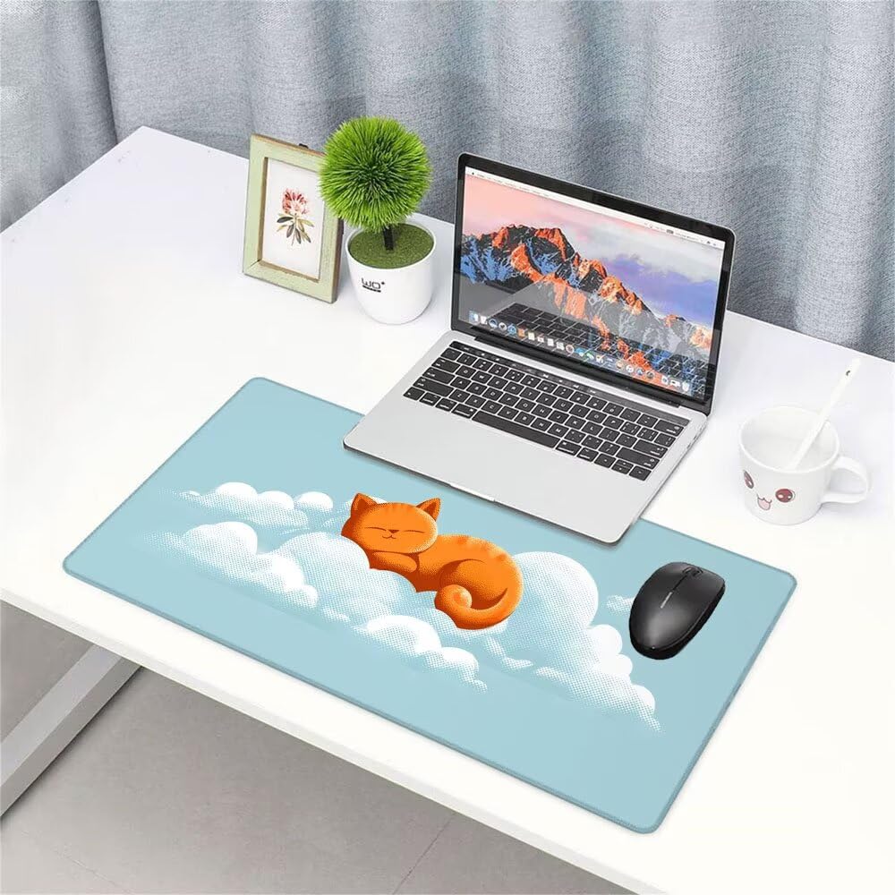 Niebieska podkładka pod mysz, 900 x 500 x 3 mm, podkładka pod mysz dla graczy, z przyszytymi krawędziami i antypoślizgową gumową podstawą, akcesoria na biurko, podkładka pod mysz do klawiatury i myszy