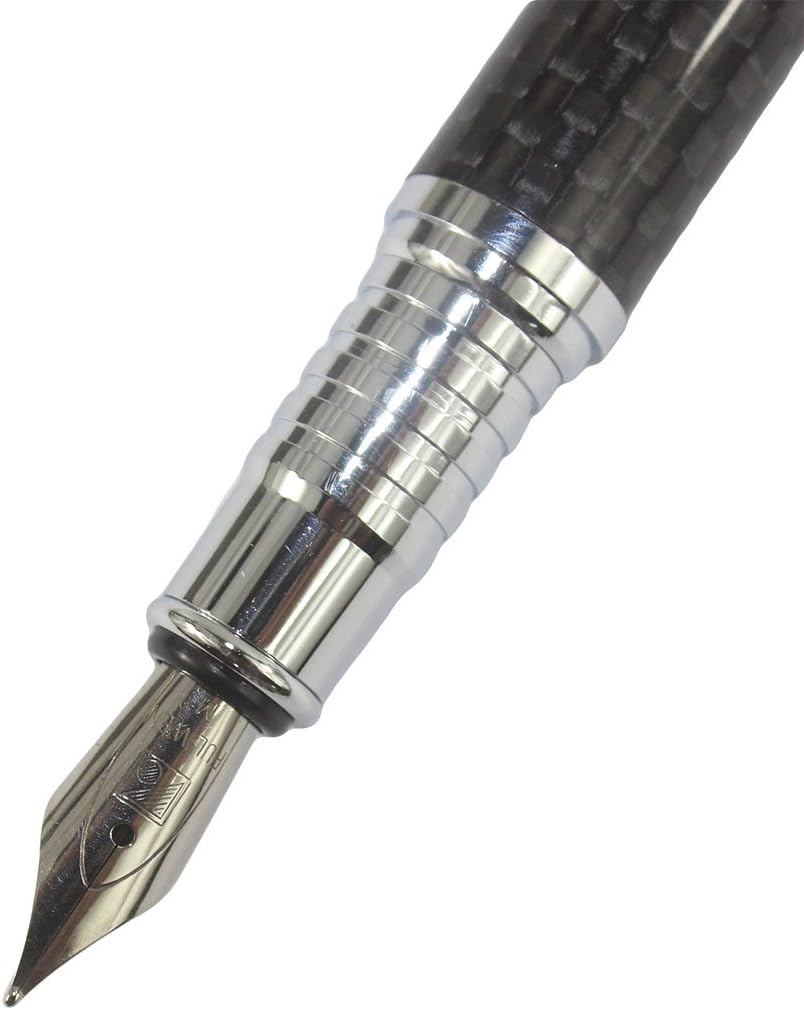 Gullor 2030 medium nib silver fiber fountain pen with screw type converter