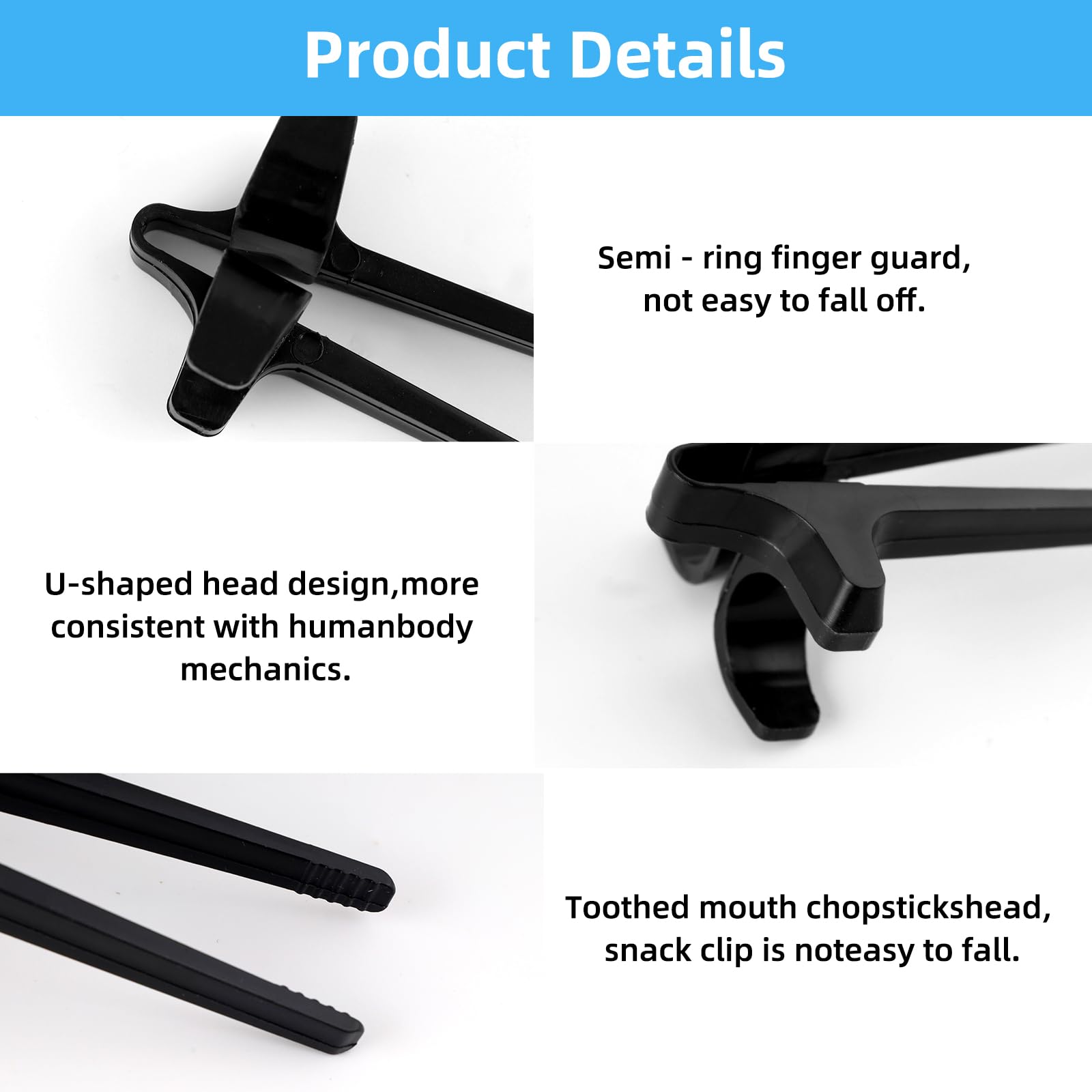 YUVKIN 6 Pezzi Bastoncini per Dita Senza Mani, Finger Chopsticks per Gamer, Clip per Snack in Plastica, Gadget per Gamer, Bacchette Ausiliarie per Mani Pulite
