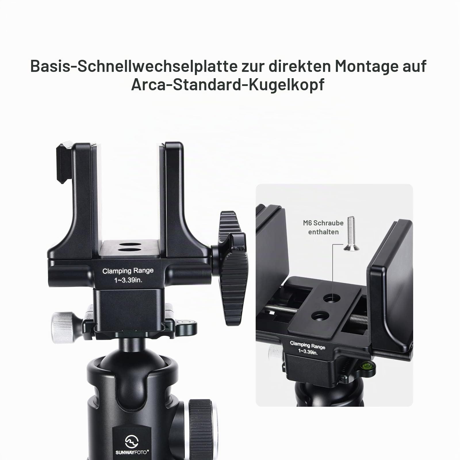 SUNWAYFOTO SM-86B Jagd-Stativ, Gewehrablage für Schießen, Sattelhalterung auf Arca Swiss Klemmadapter, Schwarz