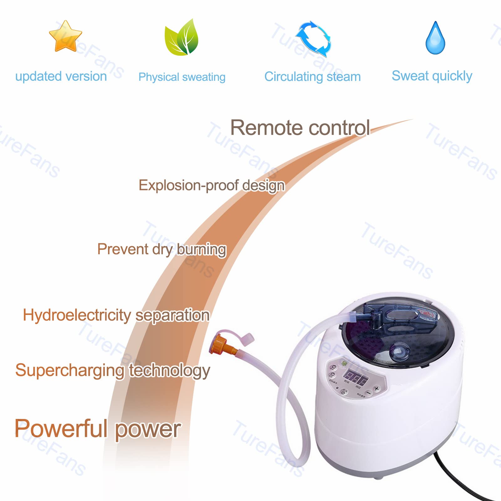1000W, mobiele sauna,stoom sauna,draagbare sauna, 60℃(Maximaal), Met afstandsbediening, Bevorder de bloedcirculatie (zwart