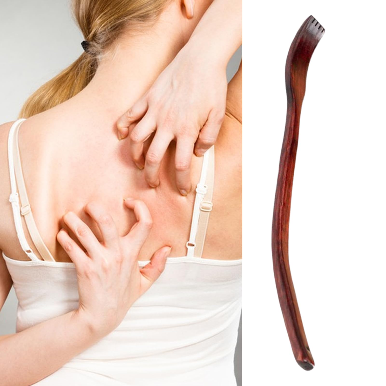 Wooden Back Scratcher - Long Handle Ergonomic Beech Wood Massager Tool | Extended Curved Handle for Easter, Young Husband, Father, Dad, Elderly, Women, Relaxation, Home, Spa Use