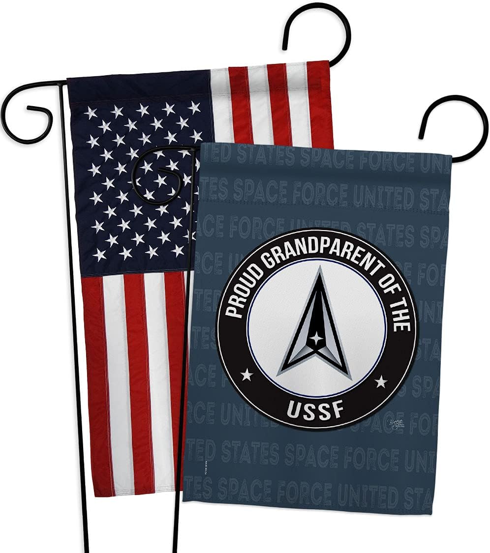 Breeze Decor Proud Grandparent USSF Garden Flag Pack Armed Space Force United State Air American Military Delta Official Applique House Banner Small Yard Gift Double-Sided, Made in USA