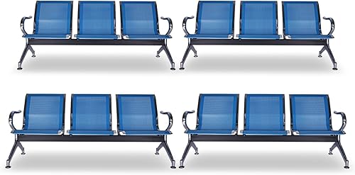 Miniatura 33 de Kinsuite Sillas de recepción de aeropuerto de 2 asientos, silla de sala de espera con brazos, asiento de banco de recepción de metal, sillas