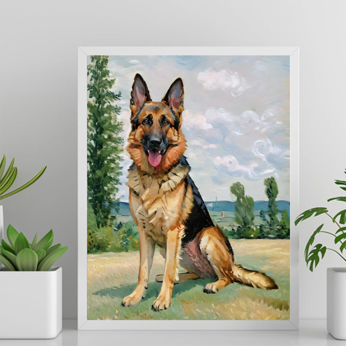 DIY Paint by Number for Adults Beginner German Shepherd Dog Paint by Number on Canvas DIY Oil Painting for Gift Home Wall Decor 12x16inch(30x40cm) Frameless