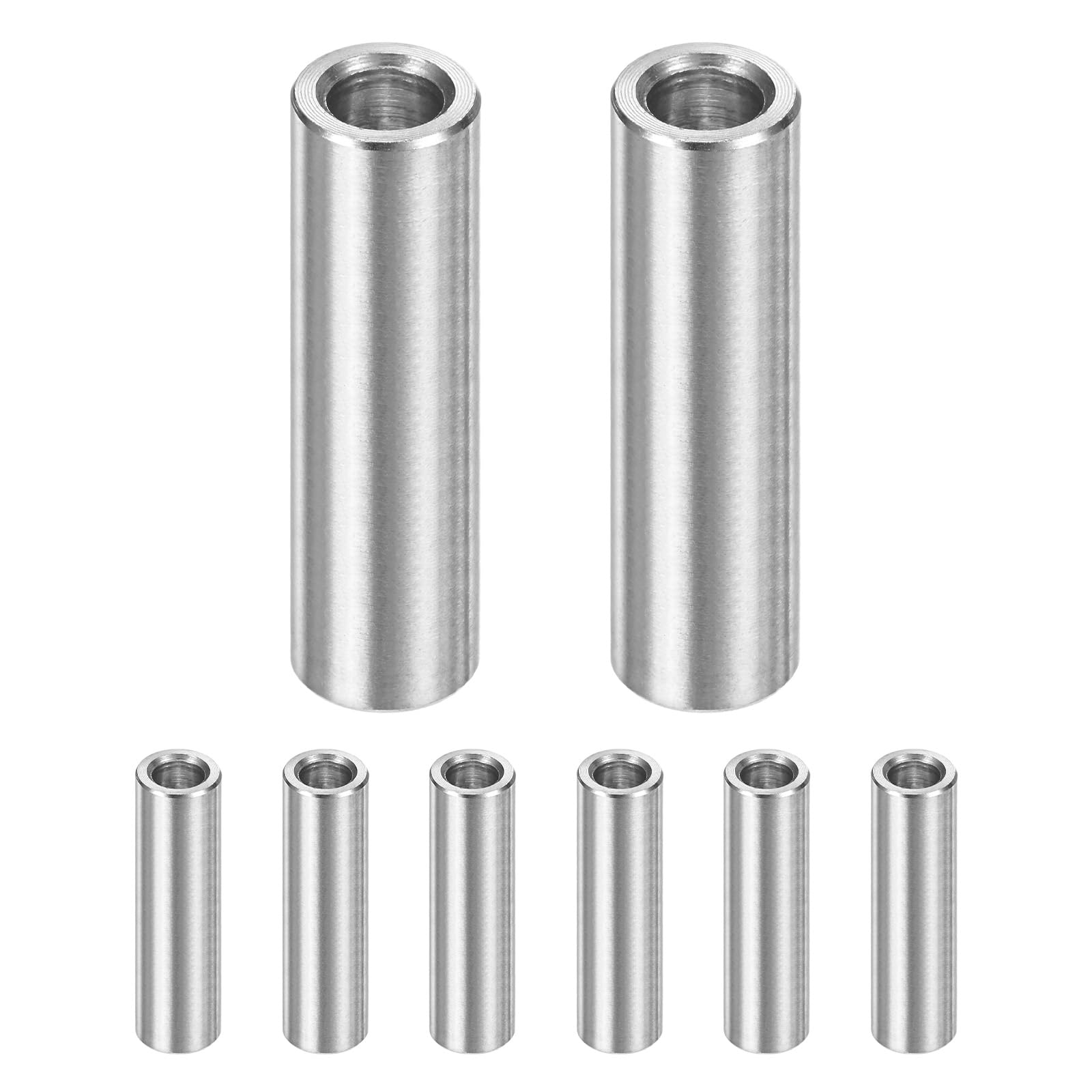 M METERXITY 8PCS M6 304 Stainless Steel Spacers 6mm ID x 10mm OD x 35mm l Metal Screw Standoff Bushing Plain Finish Round Spacer 304 Stainless Steel for Screws Bolts Silver