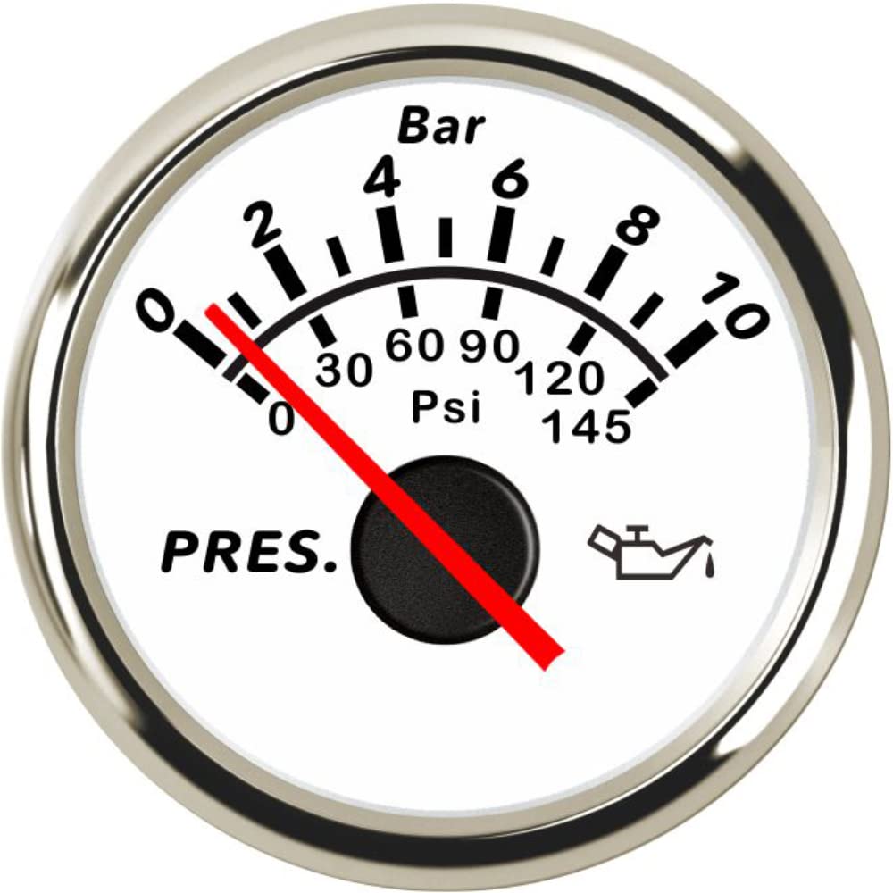 ELING 52mm (2'') Manometro Olio 0-10bar 0-145PSI Misuratore con Retroilluminazione per Auto Auto Barche