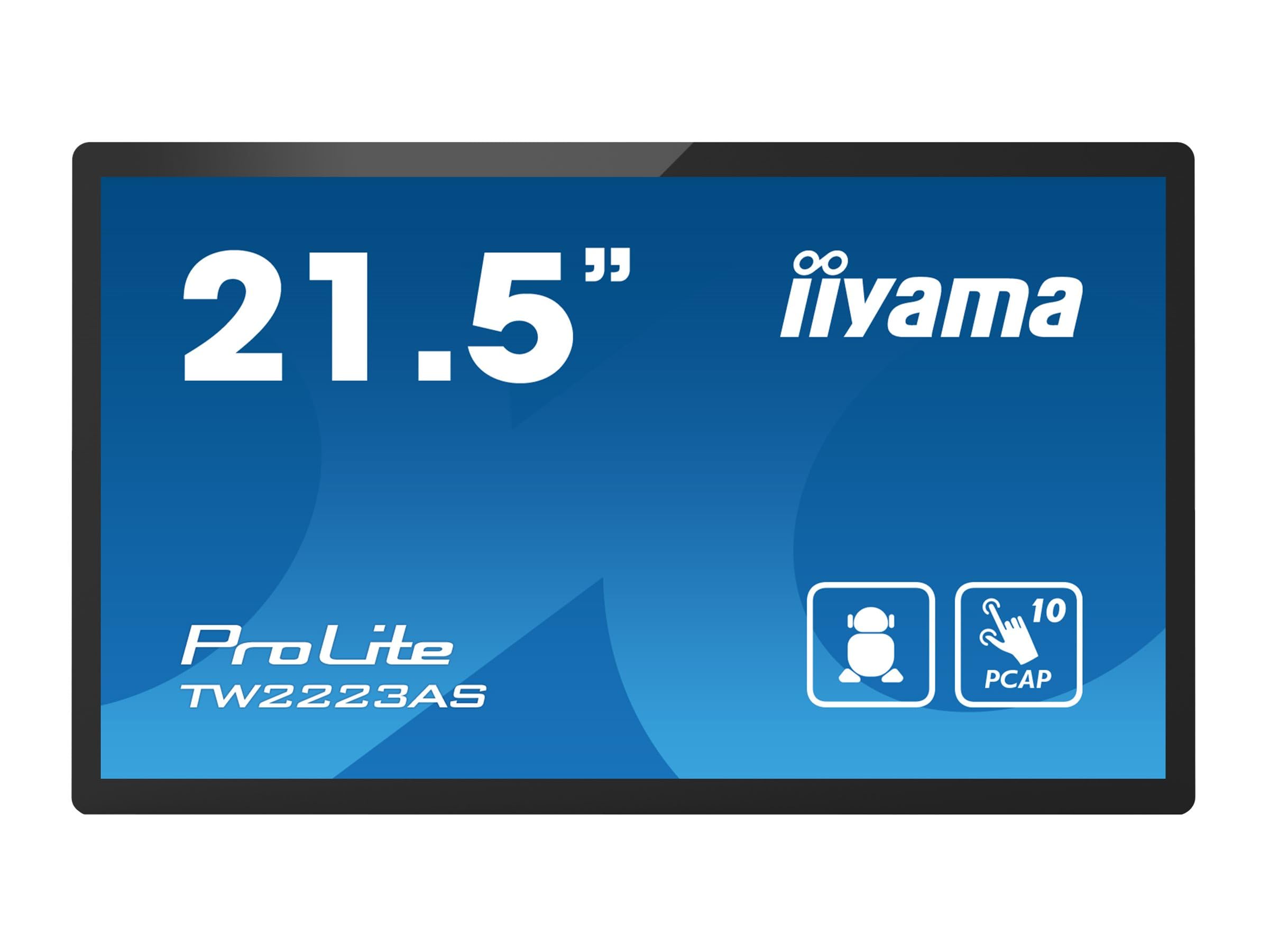"Iiyama ProLite TW2223AS-B3P - Android-PC - Touchscreen-PC - 1 RK3399 / 1.8 GHz - RAM 2 GB - SSD - eMMC 16 GB - Cortex-A72 + A53 - Bluetooth 5.2, 1GbE - WLAN: 802.11a/b/g/n/ac, Bluetooth 5.2 - Androi