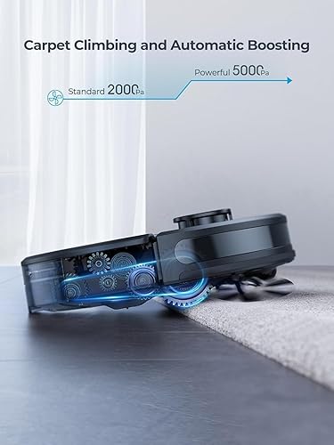 Miniatura 6 de Robot aspirador y trapeador combinado, aspiradora robótica de 5000 Pa con muelle de vaciado automático durante 60 días, robot aspirador inteligente