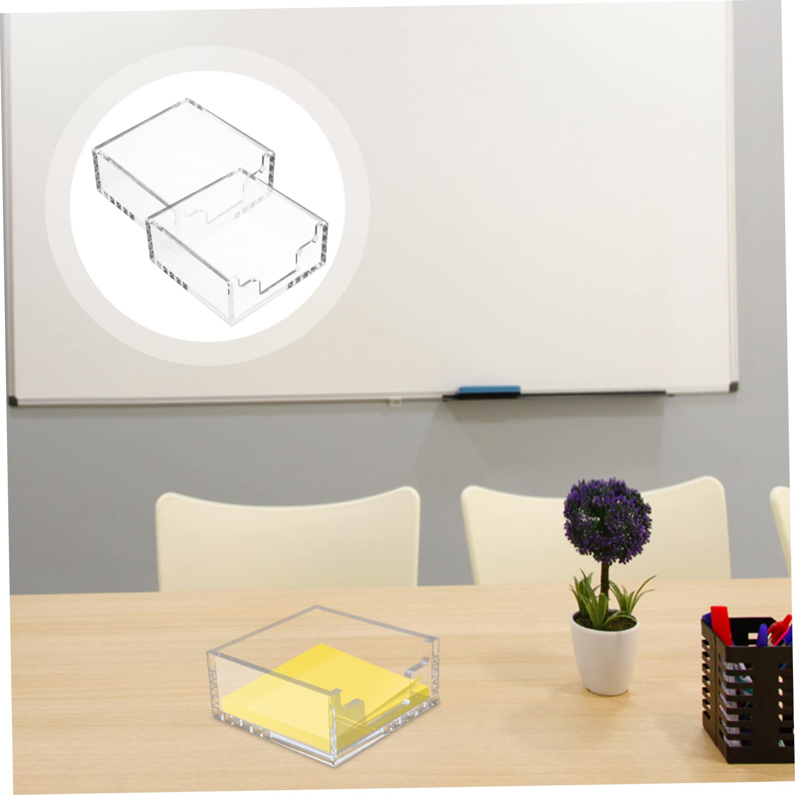 2piezas Soporte Organizador De Notas De Oficina Dispensador Para Notas De Transparente Accesorios De Escritorio Prácticos y Funcionales