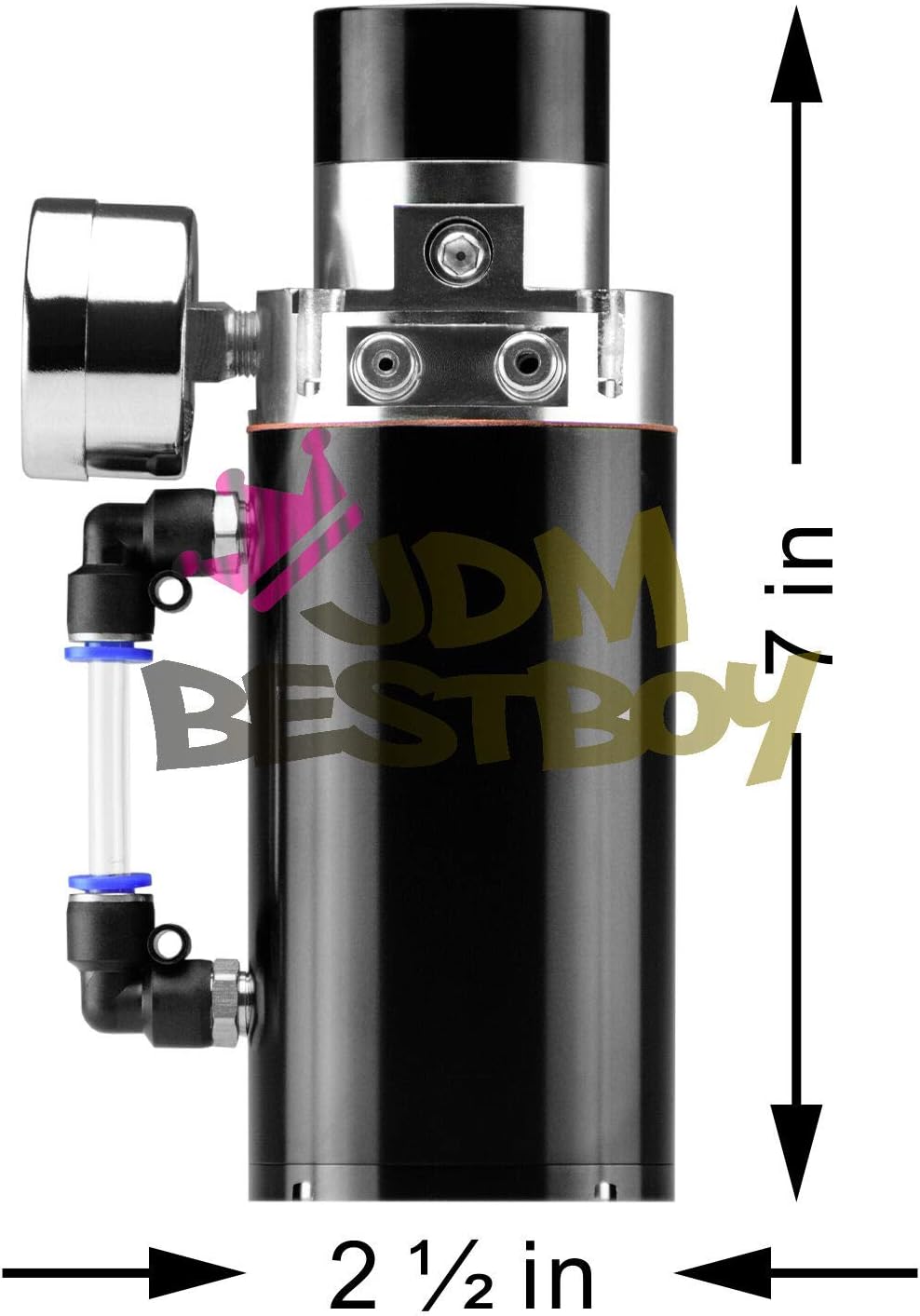 JDMBESTBOY Red Billet Aluminum Engine Oil Catch Tank Can Reservoir Breather Flow Gauge #4