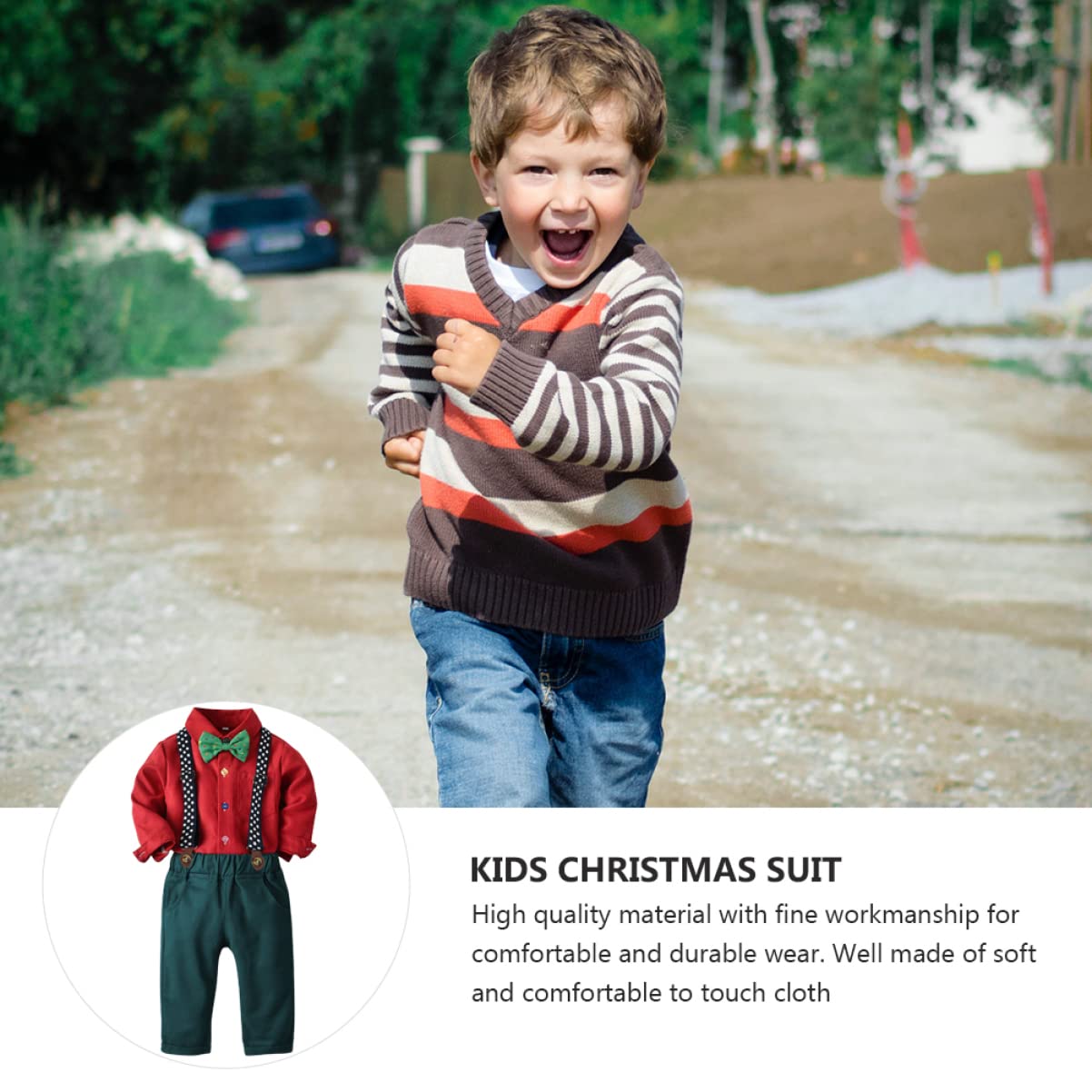 GALPADA Hosenträger-Set für Junge Mädchen mit Langärmeligem Hemd und Fliege Bestehend aus Anzug für Kleine Jungen Geeignet für Festliche Anlässe
