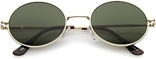 zeroUV - Classic Lightweight Slim Arms Neutral Colored Flat Lens Oval Sunglasses 50mm (Gold/Green)