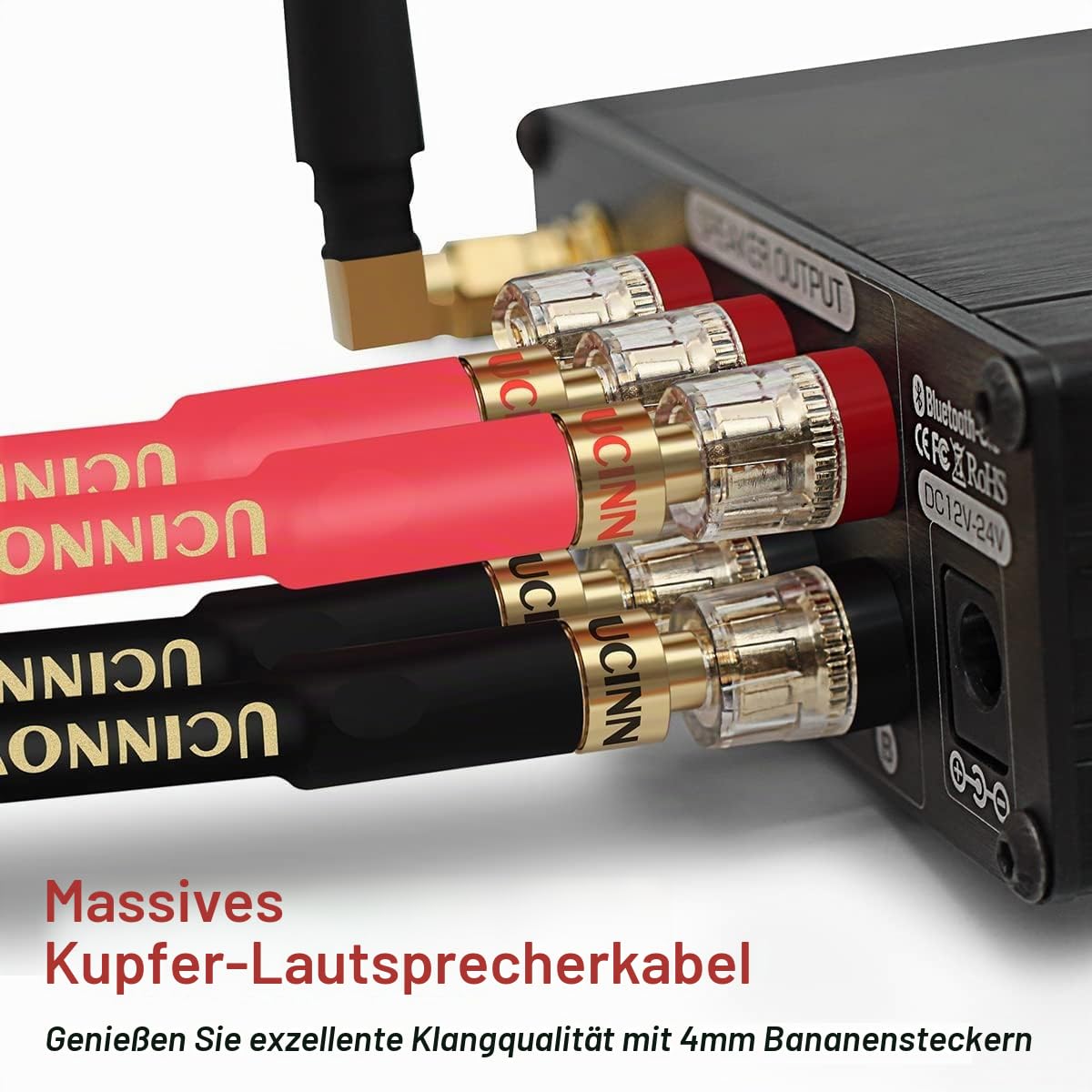 HiFi-OFC-Lautsprecherkabel mit Bananenstecker, 2X 3m, vergoldete Bananenstecker, männlich auf männlich, 600 Stränge, 14 AWG, für Audio-Lautsprecher, HiFi-Systeme, Heimkino (3 m)