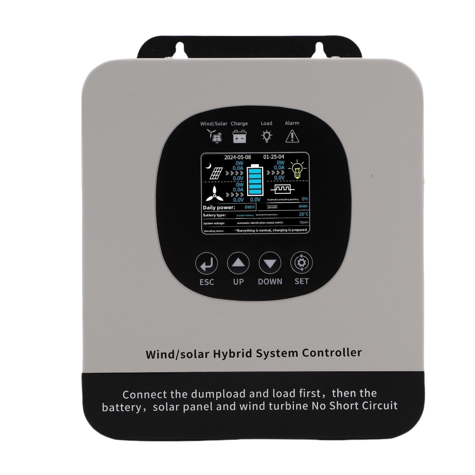 FILFEEL Wiatrowy Kontroler Słoneczny 1200 W Wiatr + 800 W Panel Słoneczny MPPT/PWM Regulator do Systemów Akumulatorowych 12 V 24 V 48 – Metalowa Obudowa z Wyświetlaczem LCD i Inteligentnym Chłodzeniem