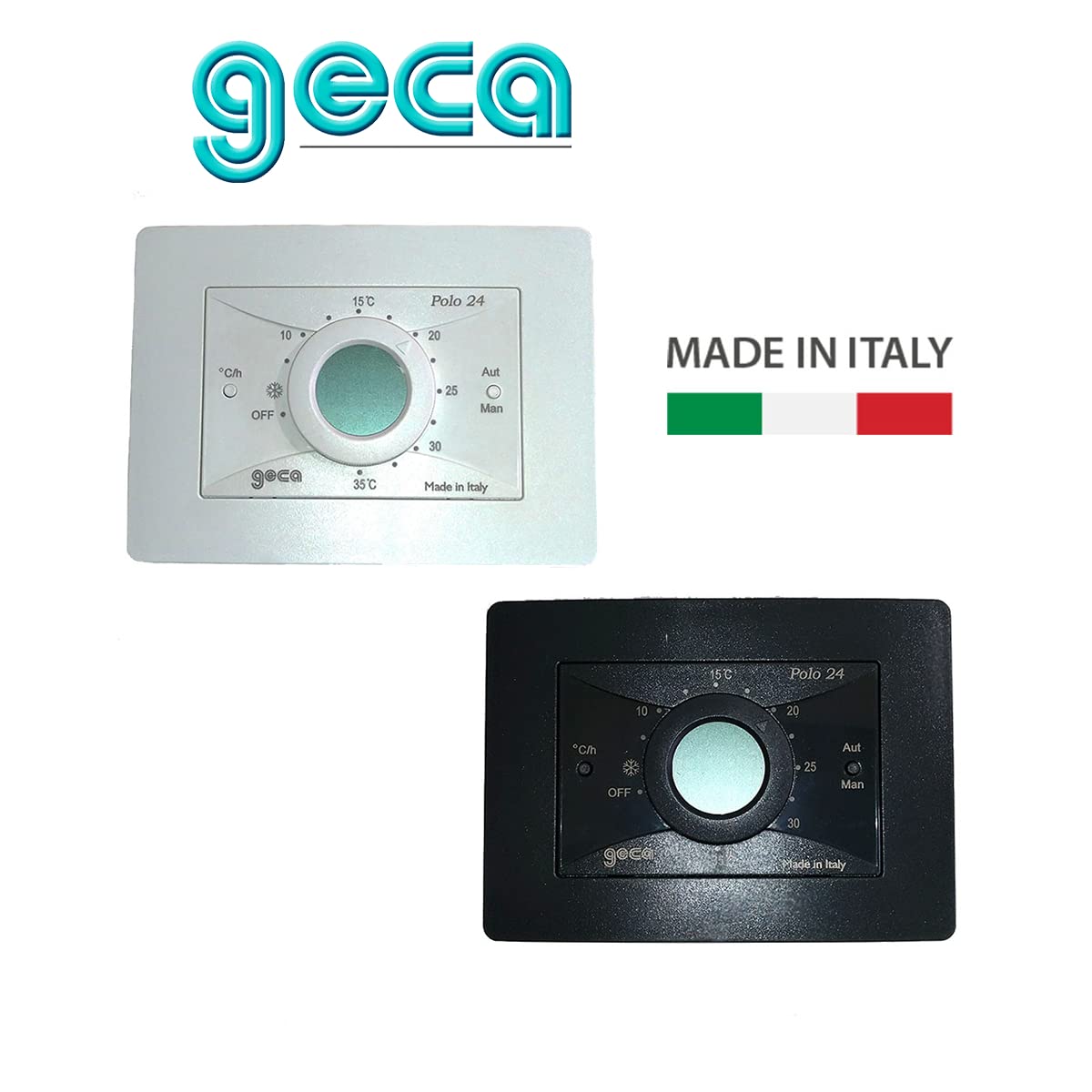 Cronotermostato Giornaliero Geca Polo24 Elettronico a Batterie da Parete (Nero)