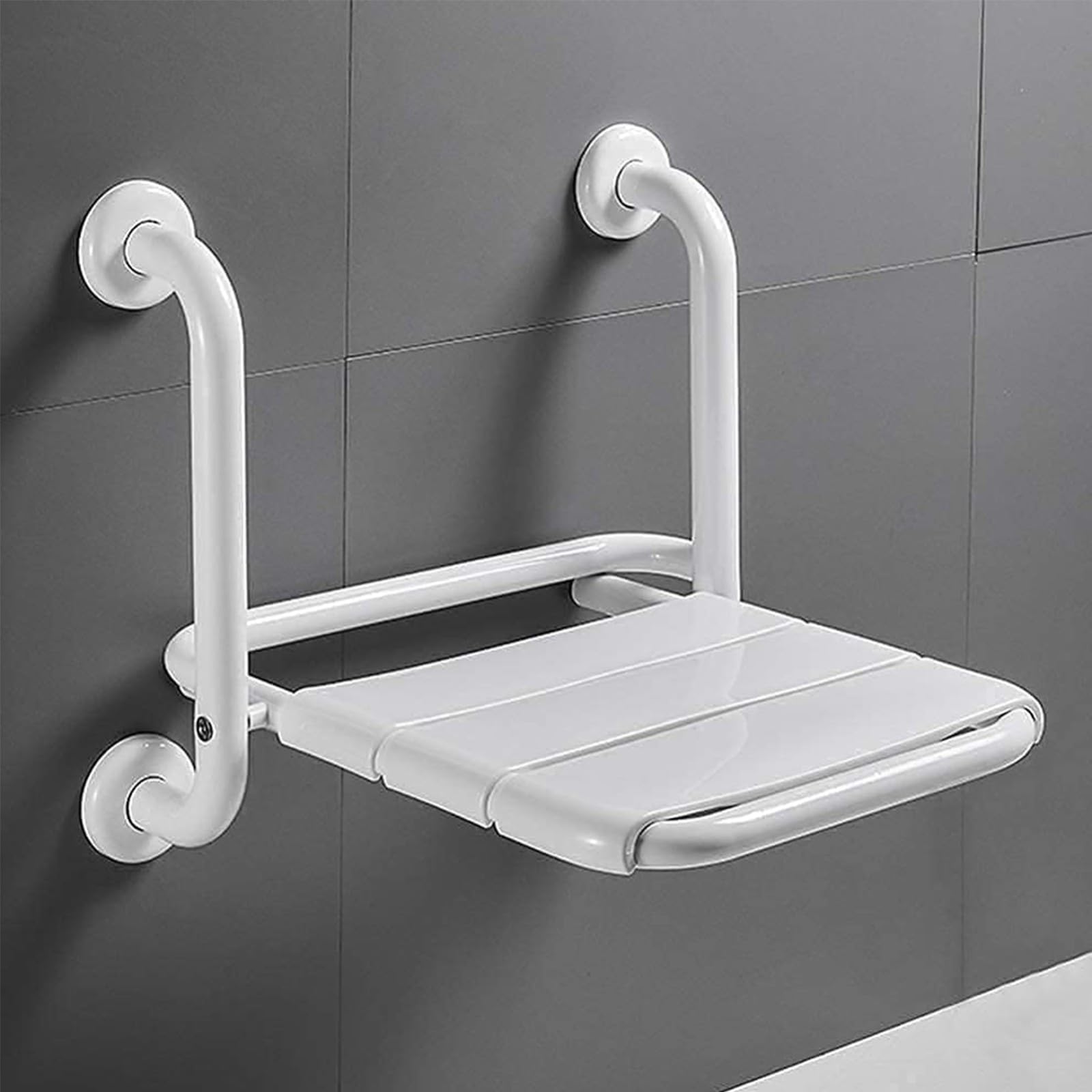 Silla Ducha Plegable para Montaje En Pared,Asiento Ducha Plegable Pared Montada con Reposabrazos,Silla Abatible Ducha Montado En La Pared,Silla Plegable Cuarto Baño para Discapacitado 150 Kg