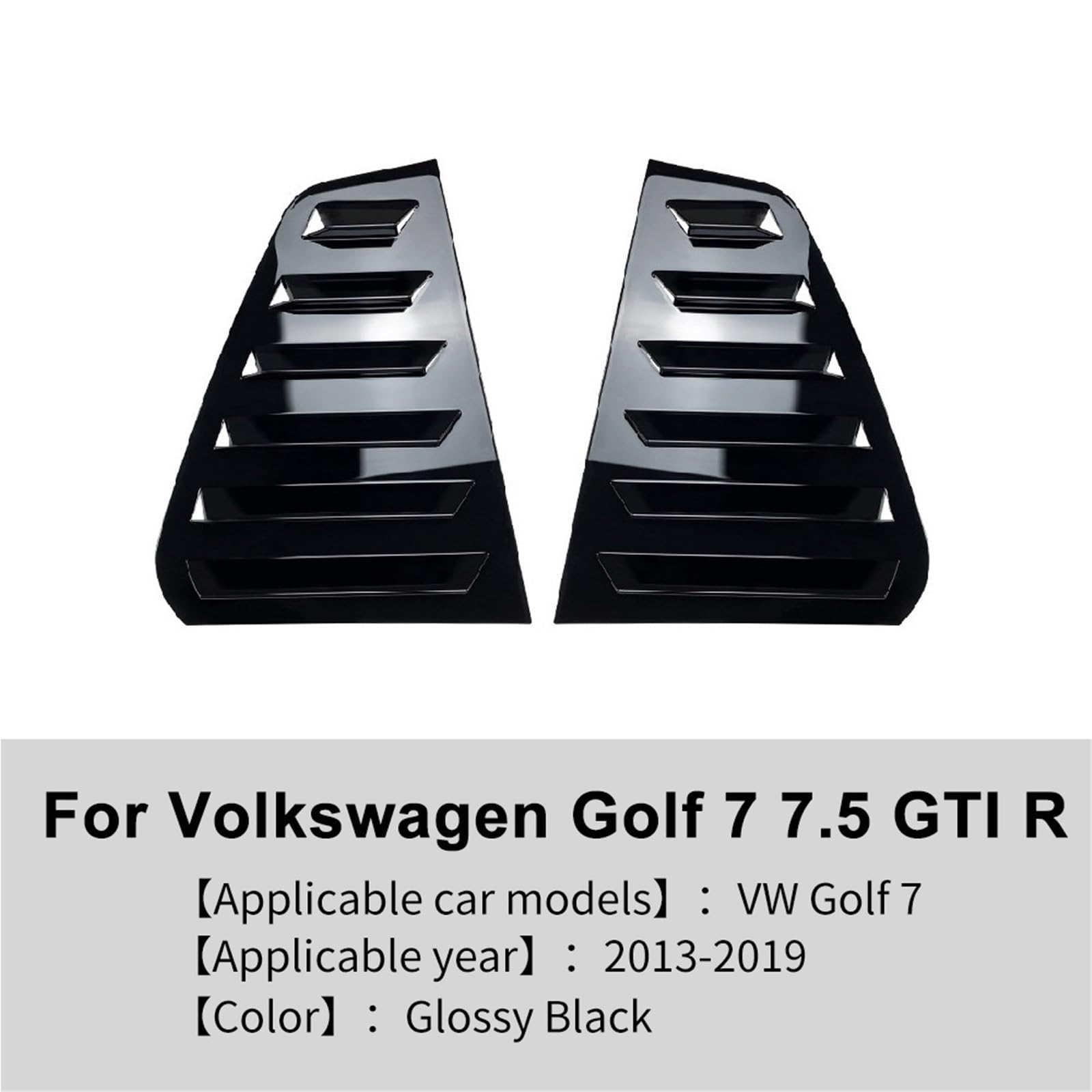 Pasuje do VW Golf 5 6 7 8 MK5 MK7 MK8, tylne trójkątne żaluzje samochodowe, osłony żaluzji, naklejki ochronne, plastik ABS, szklana żaluzja okienna(Fit Golf 7 GTI R Black)